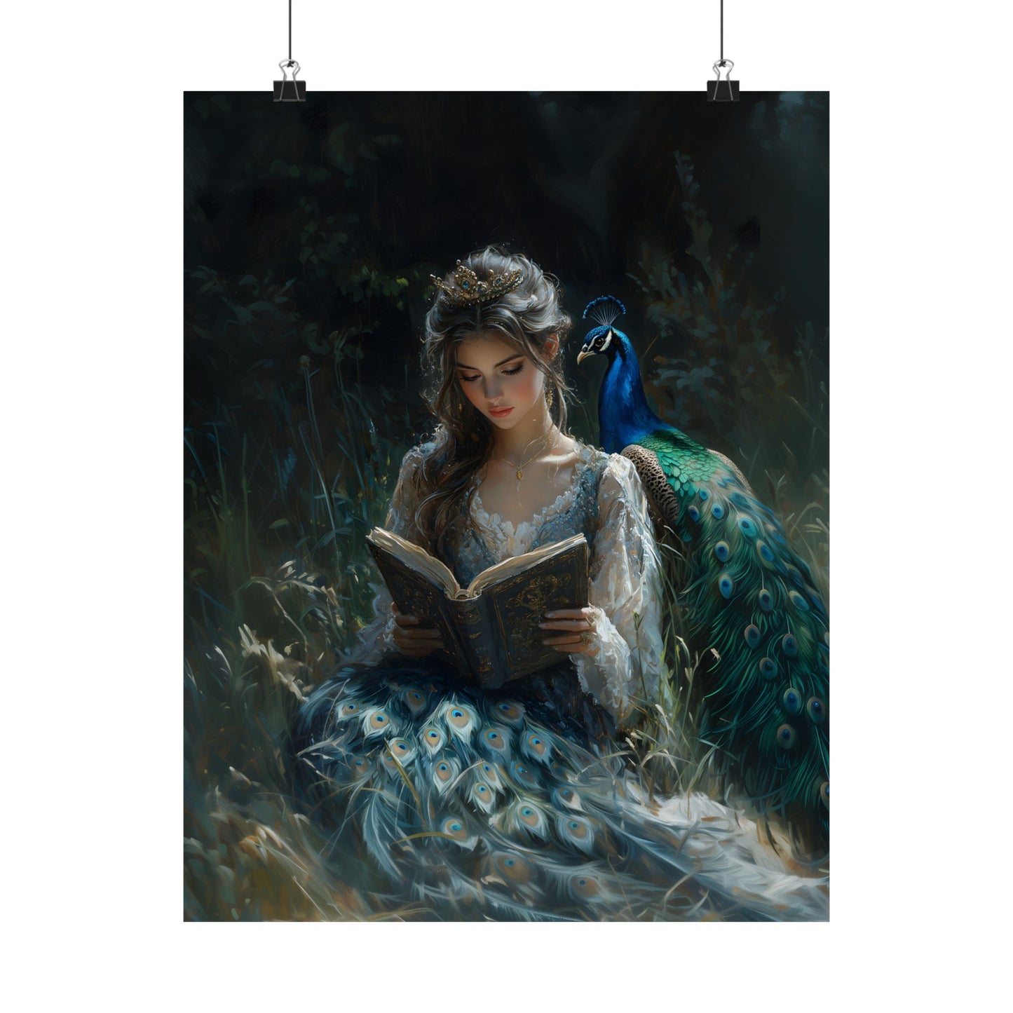 Peacock and a Book Art Print