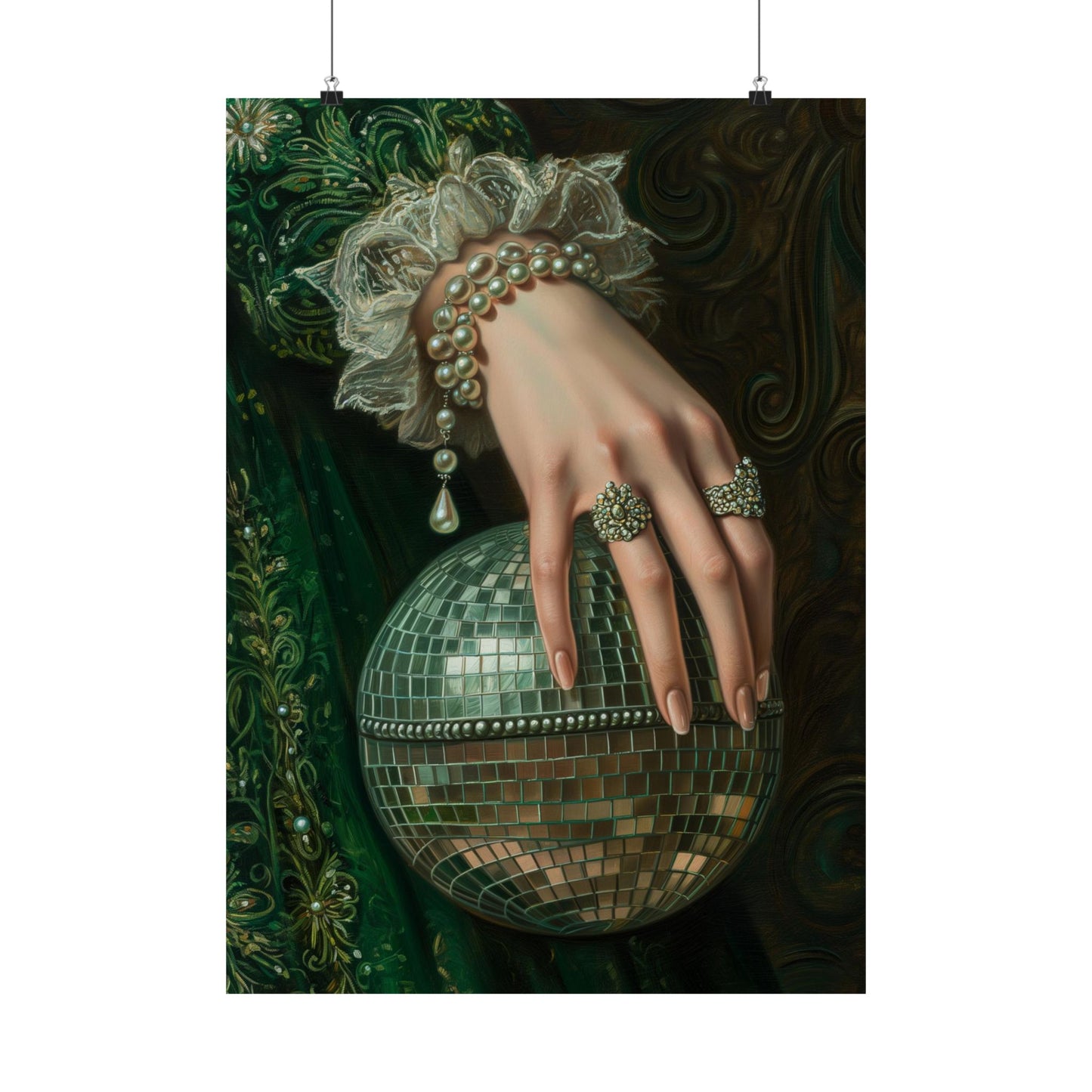 Green Disco Ball Art Print