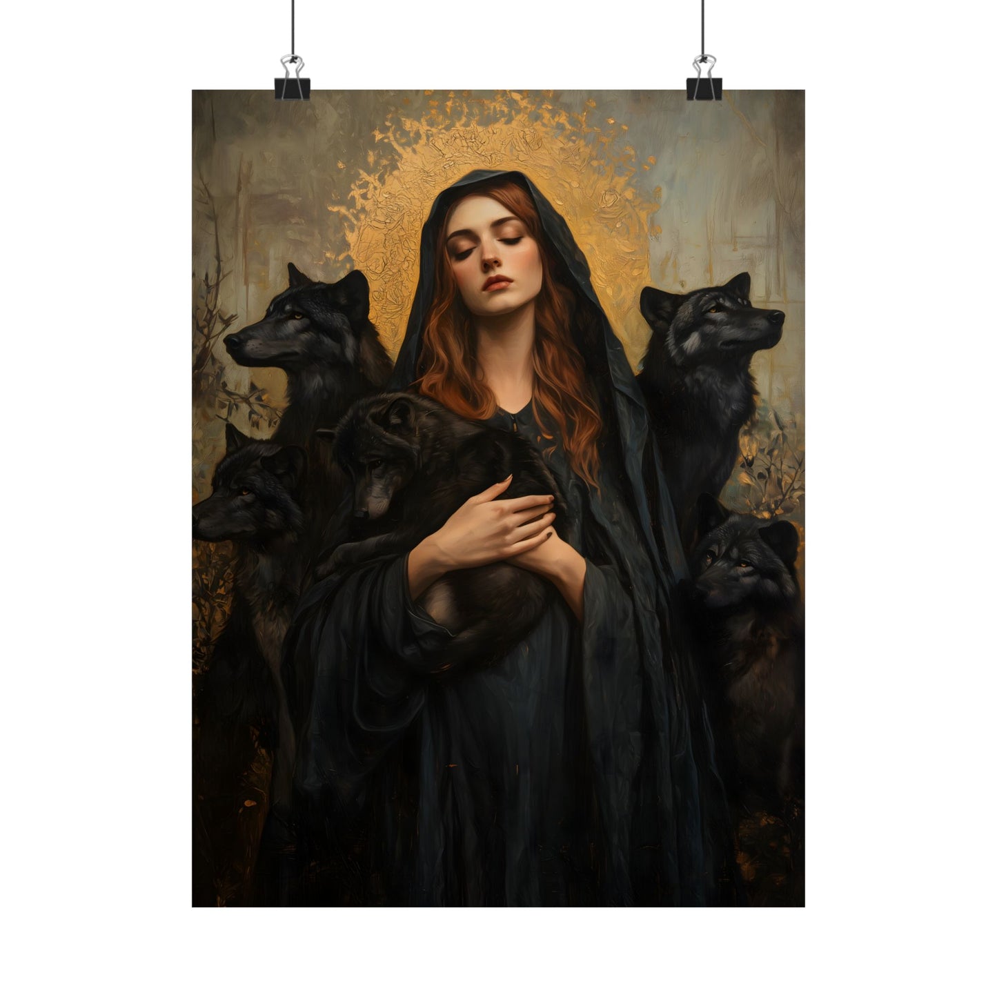 Hecate with Wolves Art Print