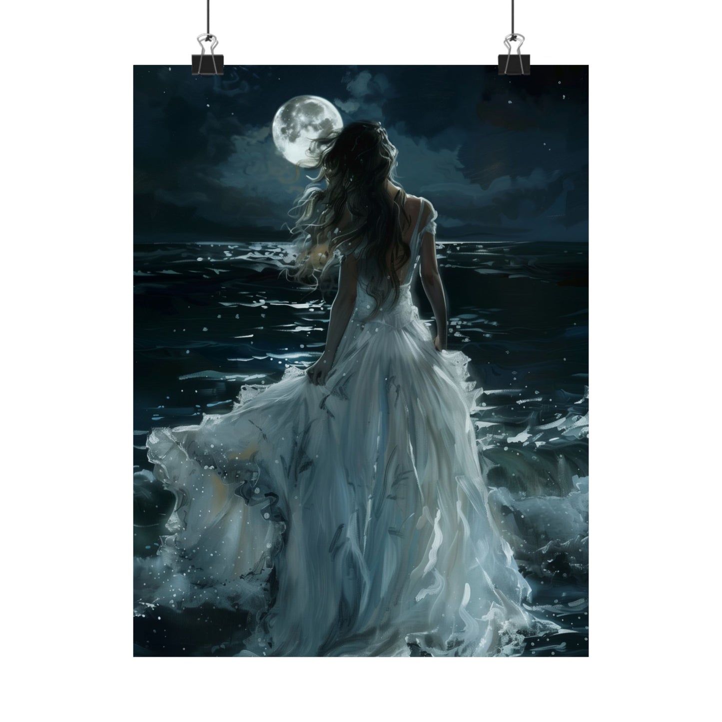 Full Moon White Dress Art Print