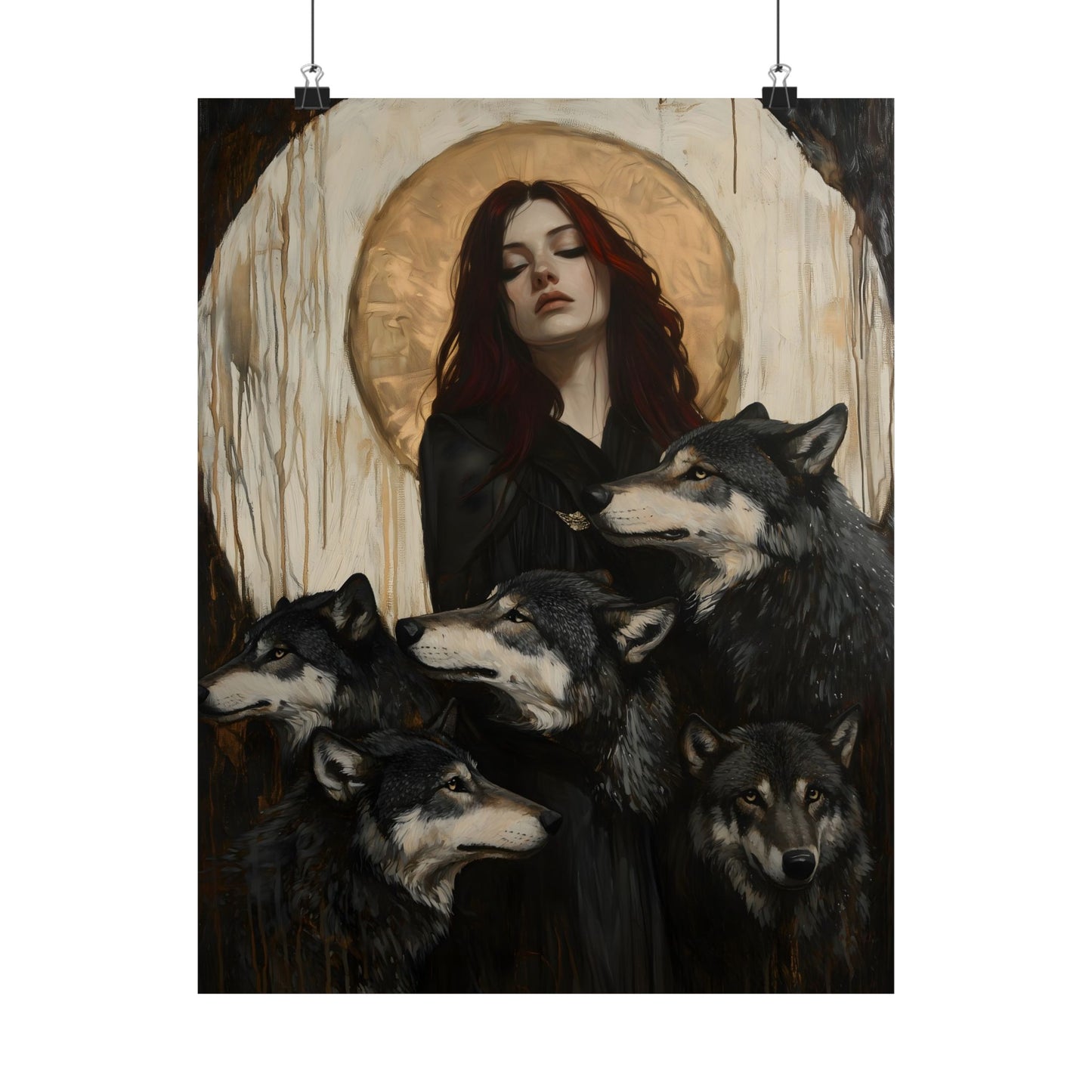 Hecate with Wolves Art Print