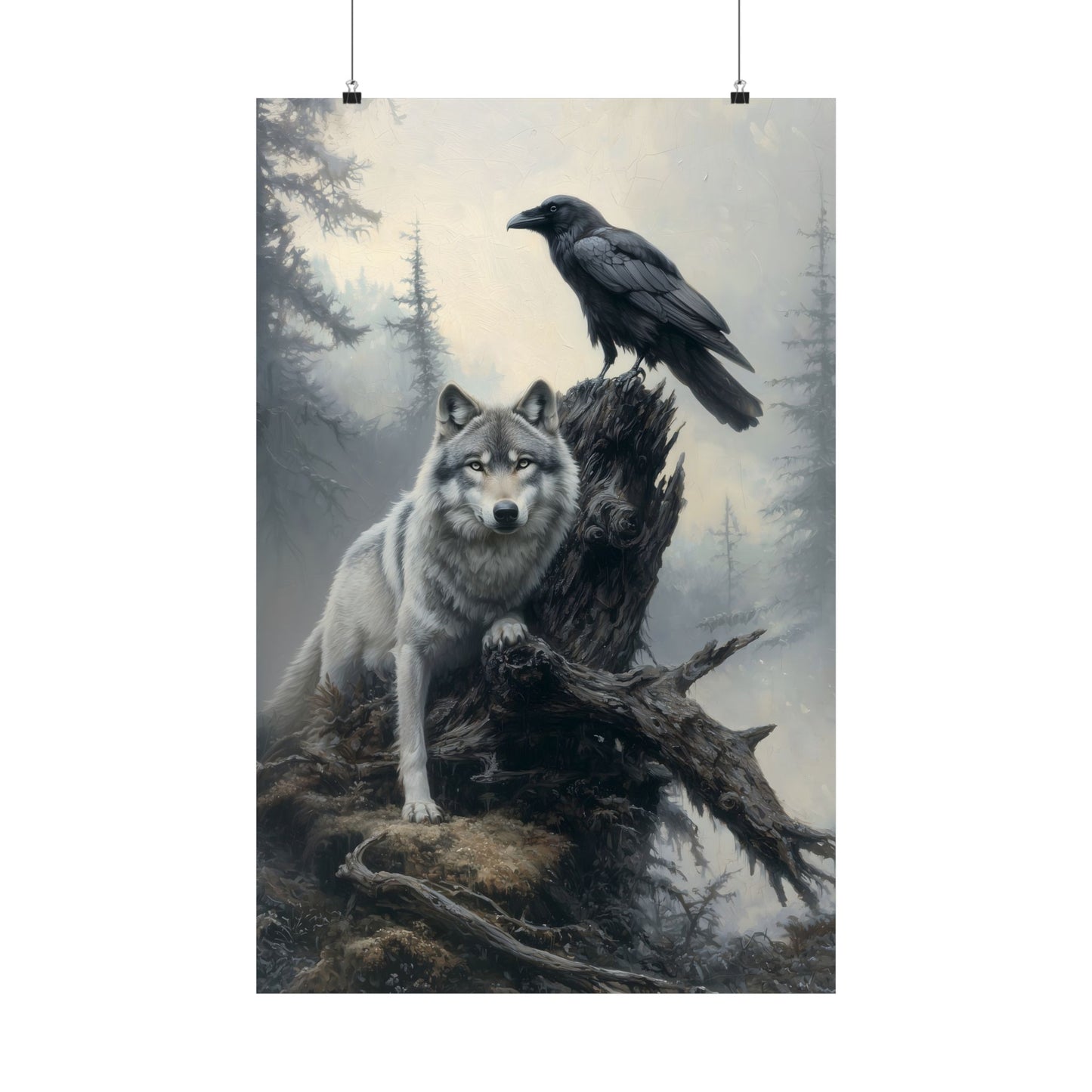 Raven and Wolf Art Print