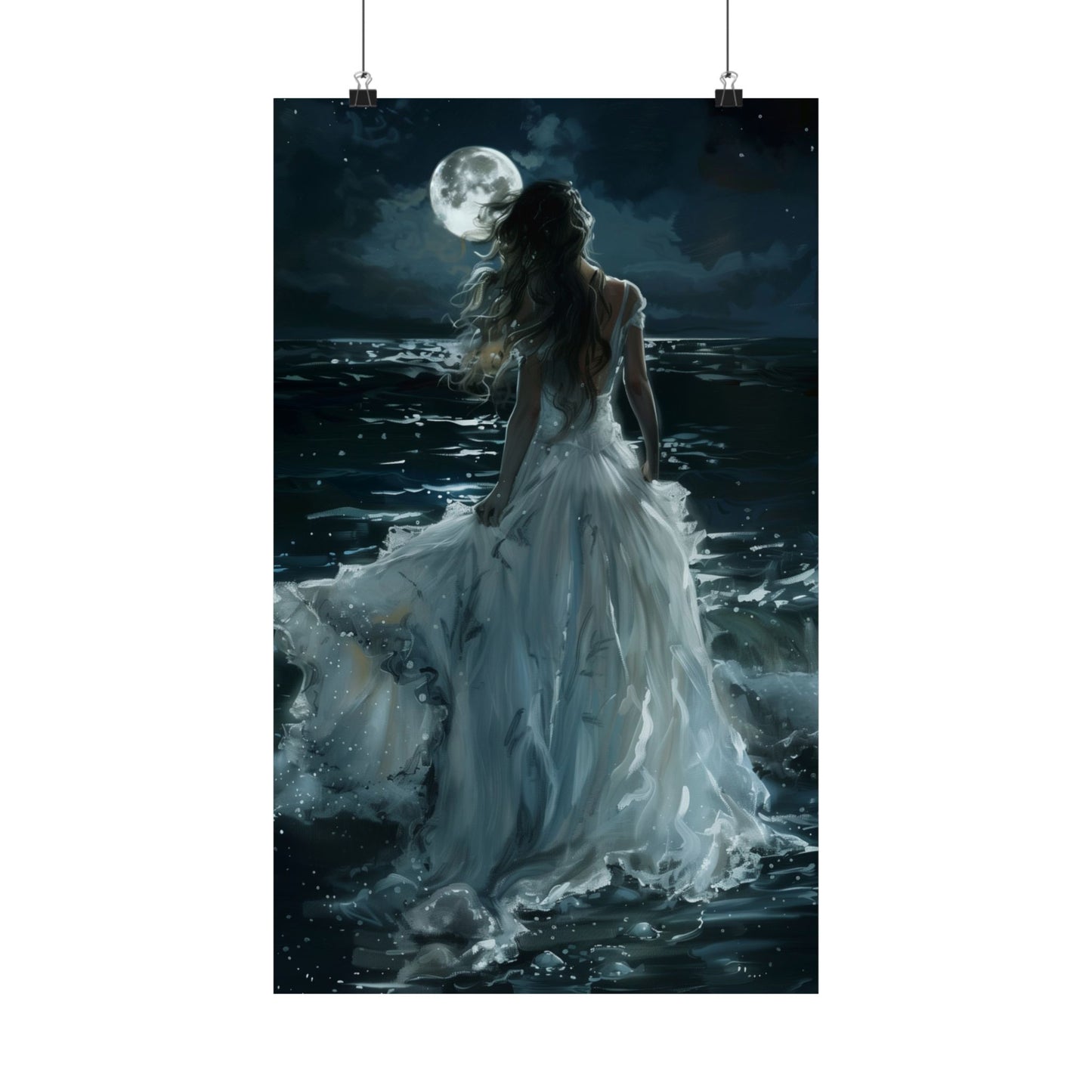 Full Moon White Dress Art Print