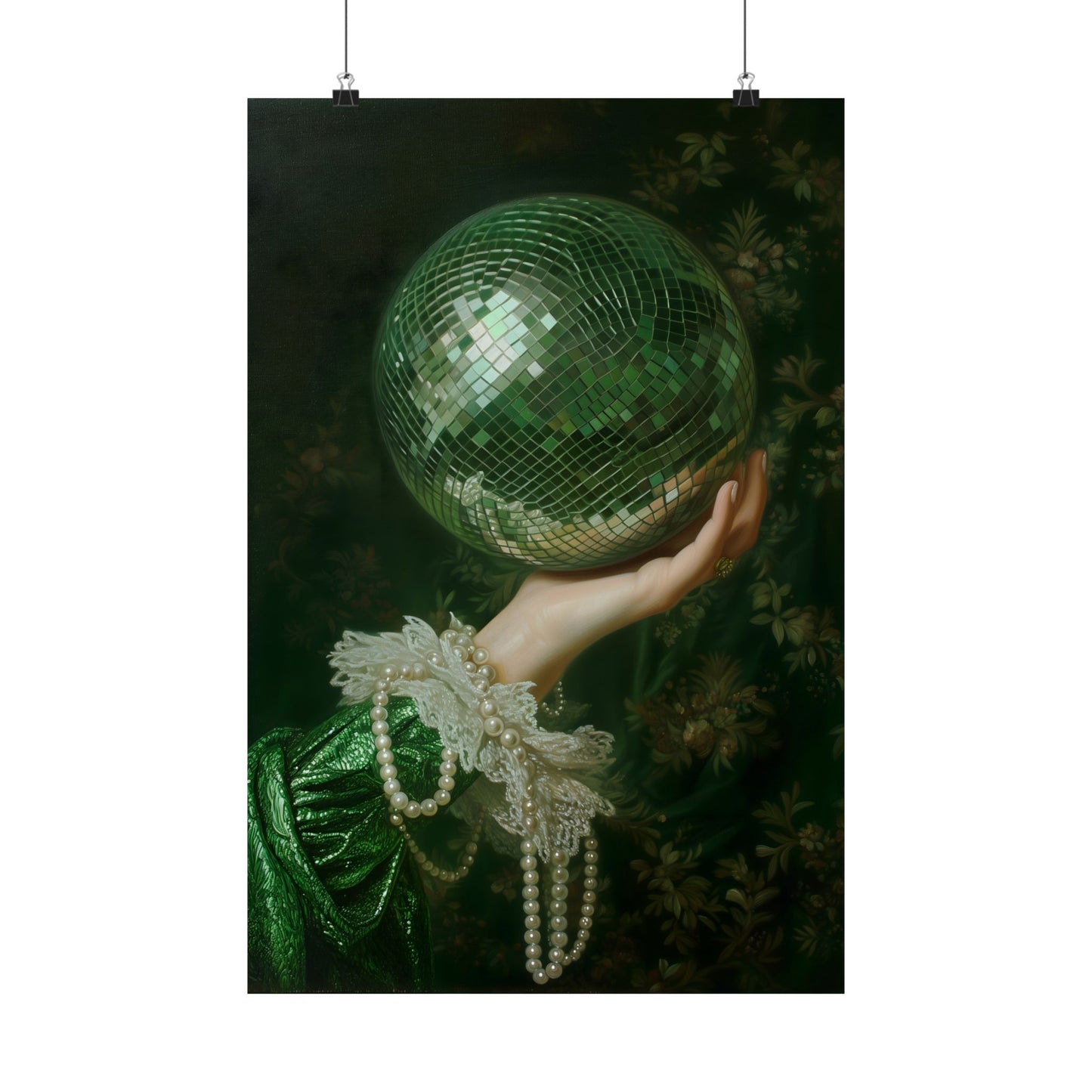 Green Disco Ball Art Print