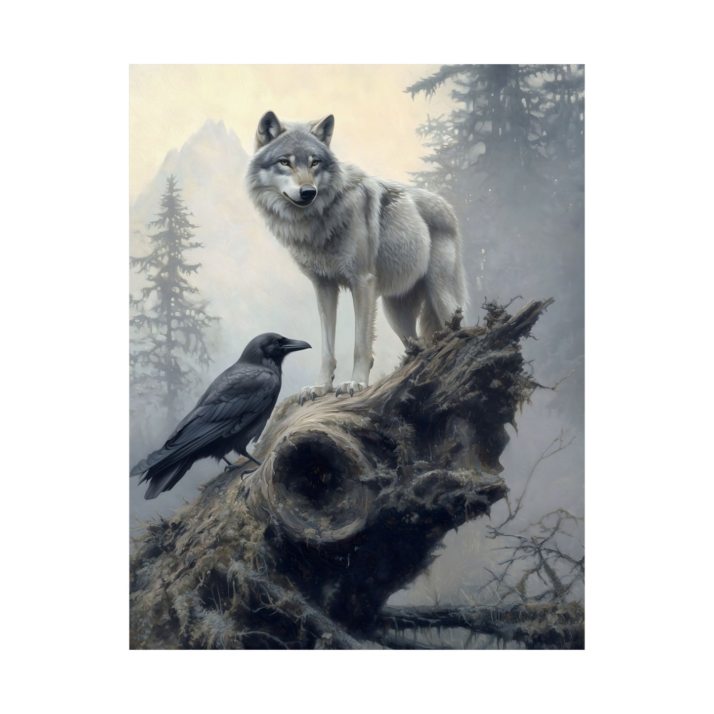 Wolf and Raven Art Print