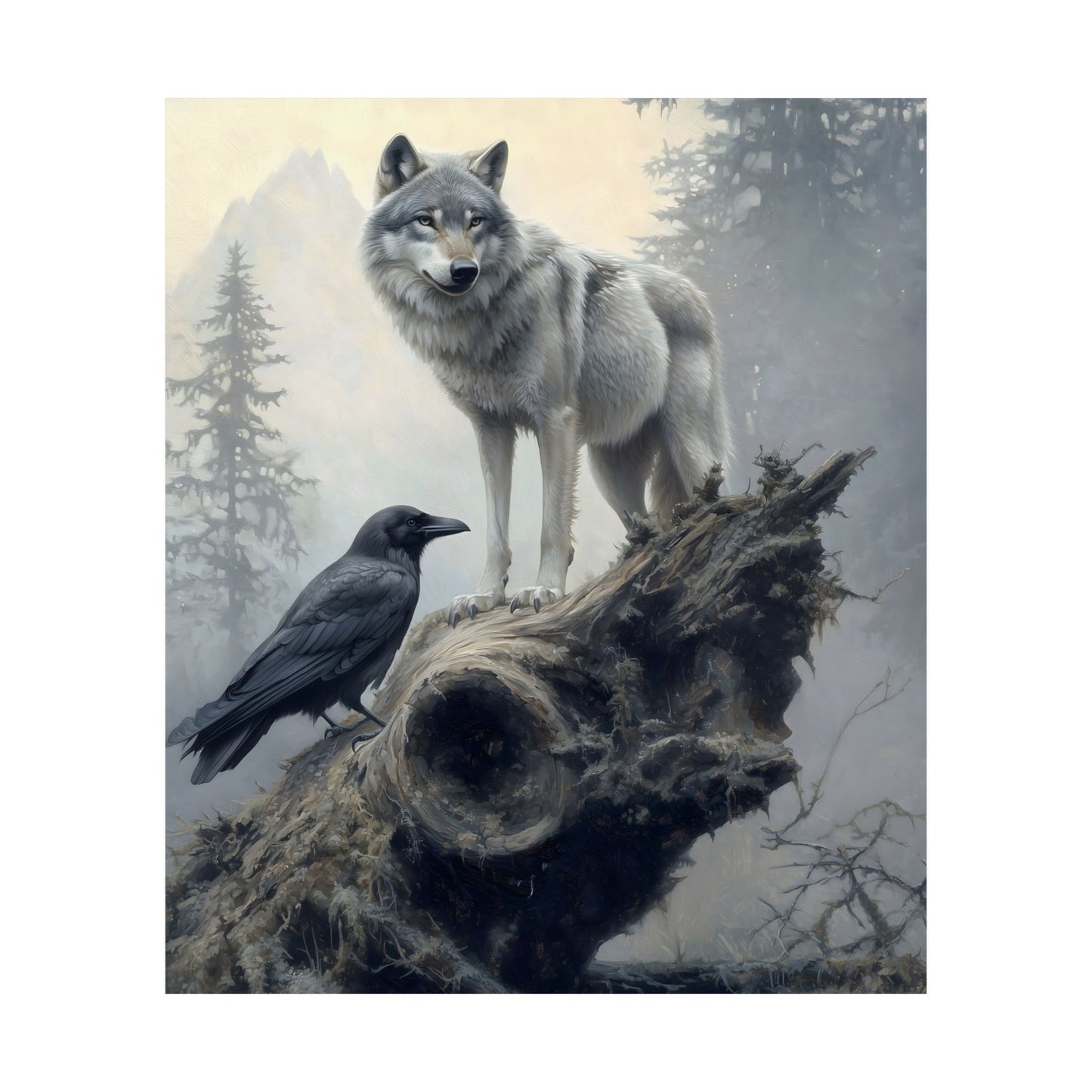 Wolf and Raven Art Print