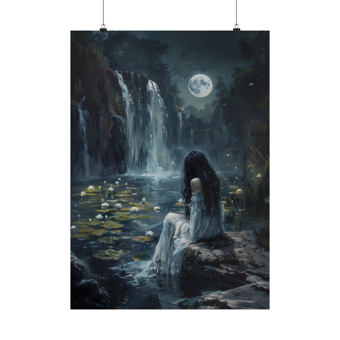 Midnight Waterfall Art Print