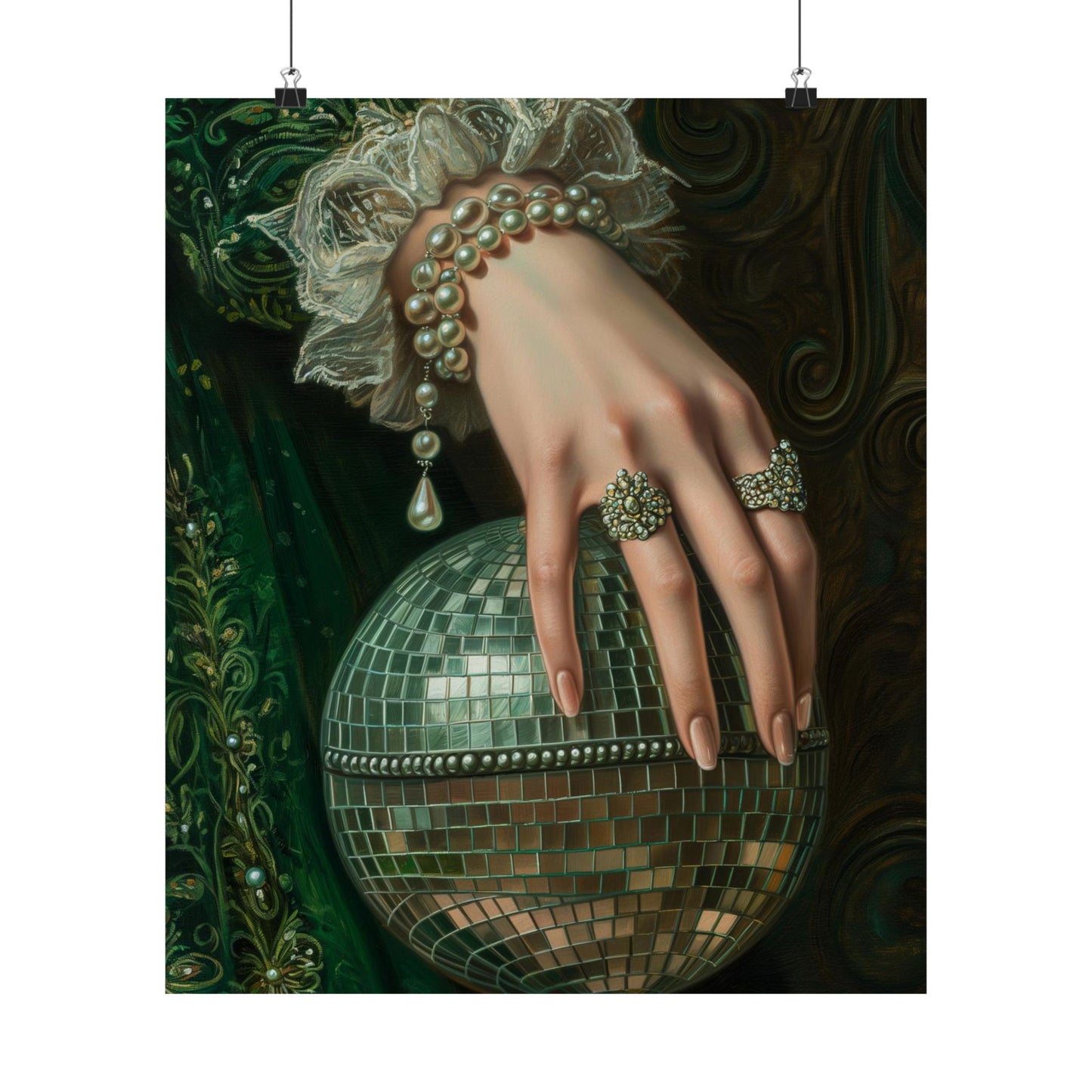 Green Disco Ball Art Print