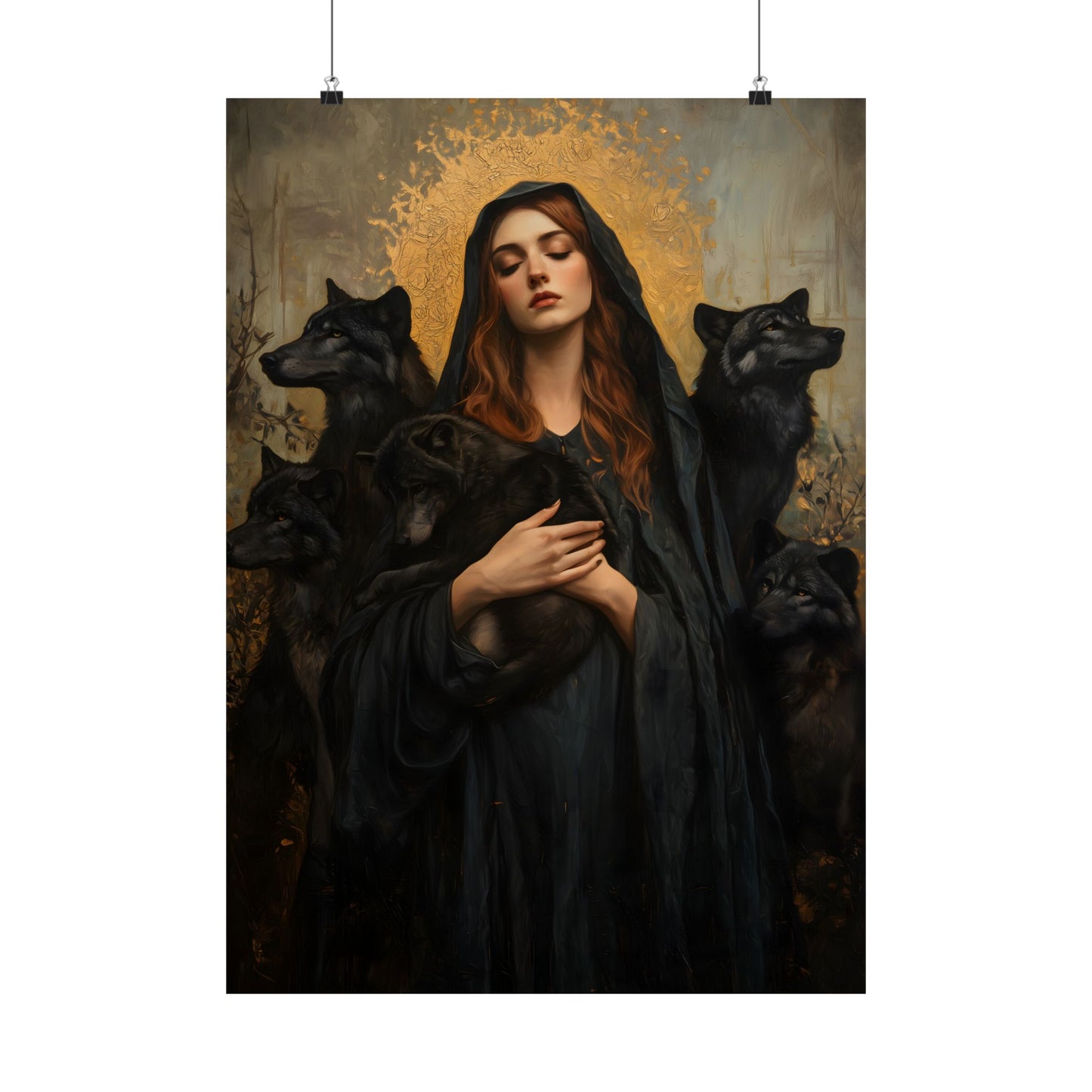 Hecate with Wolves Art Print