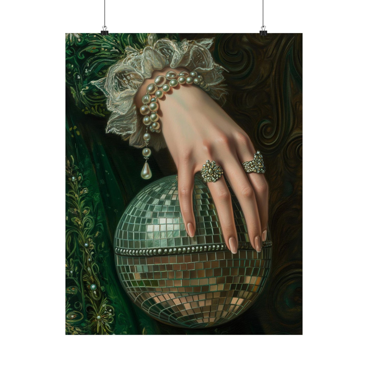 Green Disco Ball Art Print