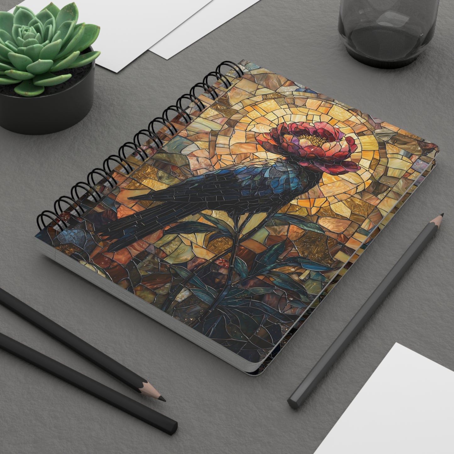 Floral Crow Spiral Bound Journal