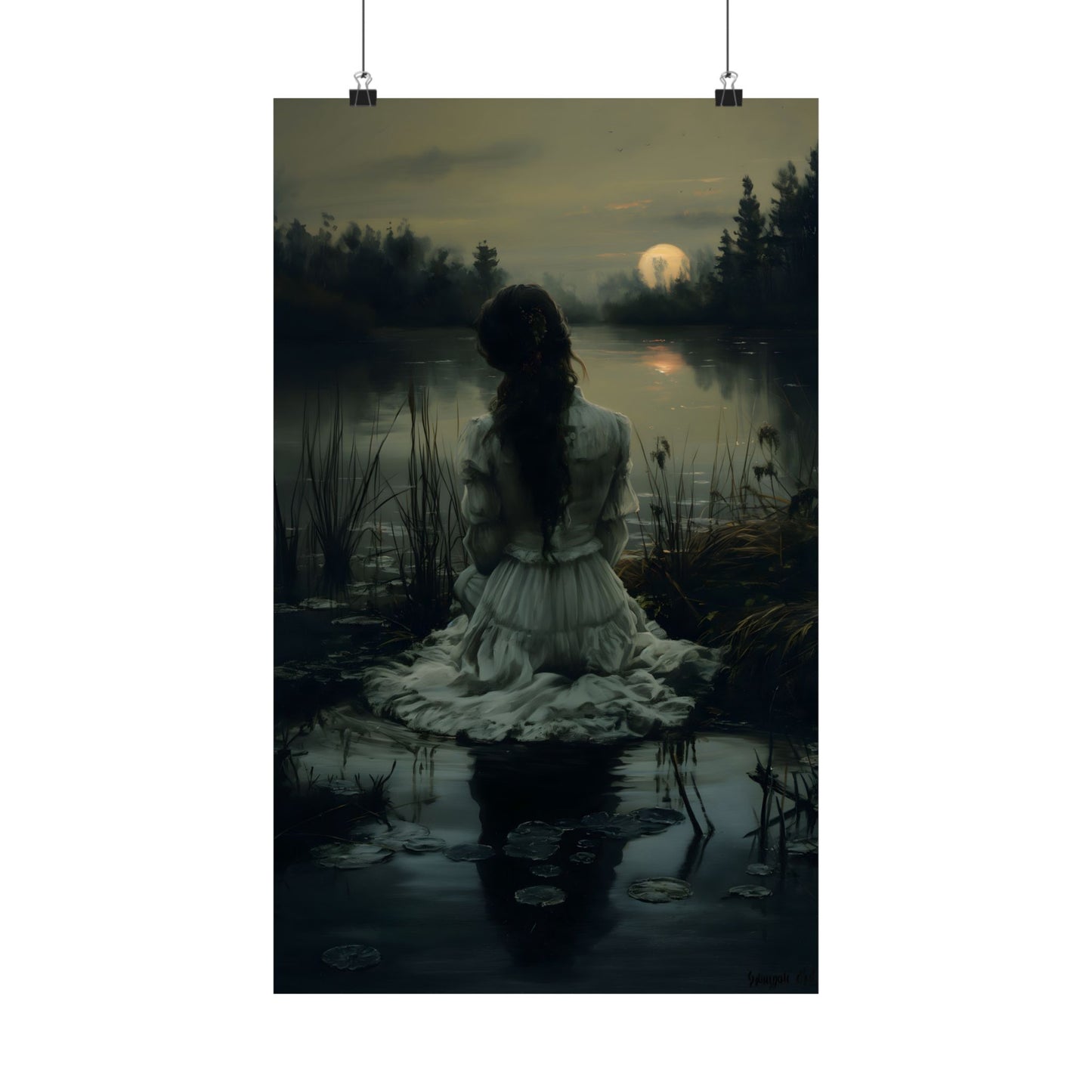 Midnight at Lake Art Print