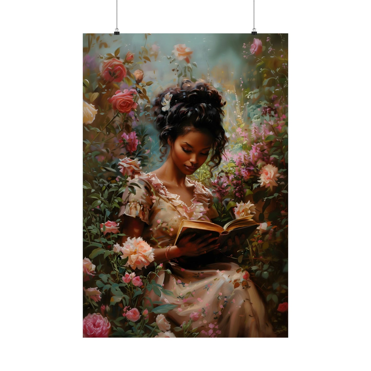 Books and Roses Art Print