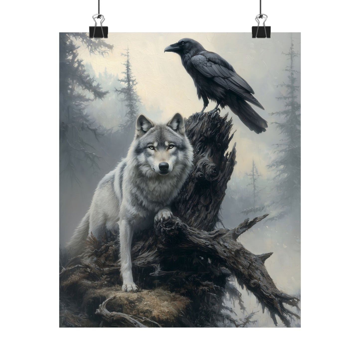 Raven and Wolf Art Print