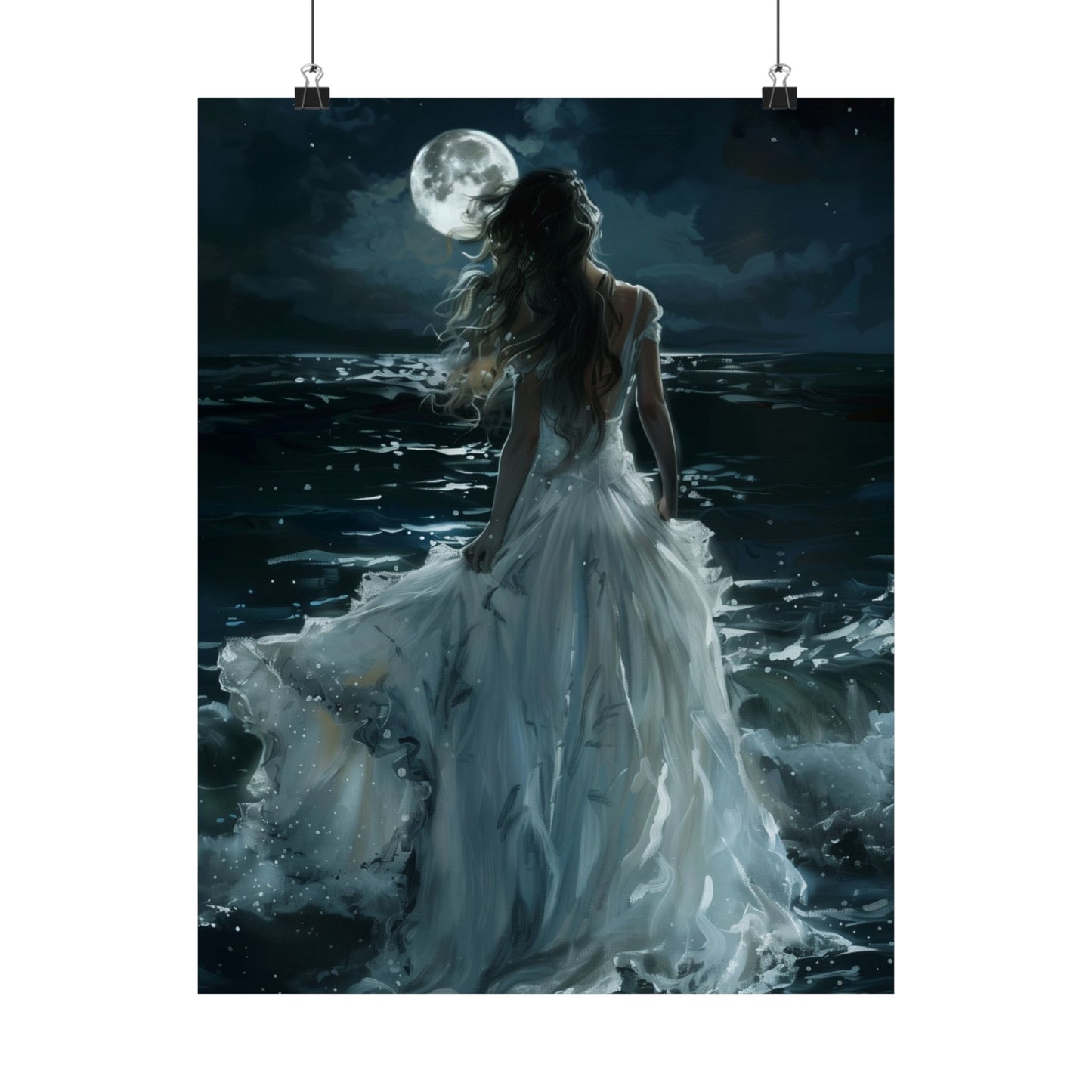 Full Moon White Dress Art Print