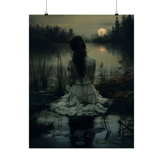 Midnight at Lake Art Print