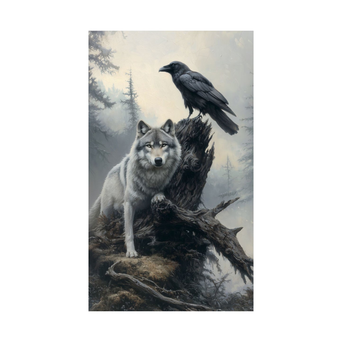 Raven and Wolf Art Print