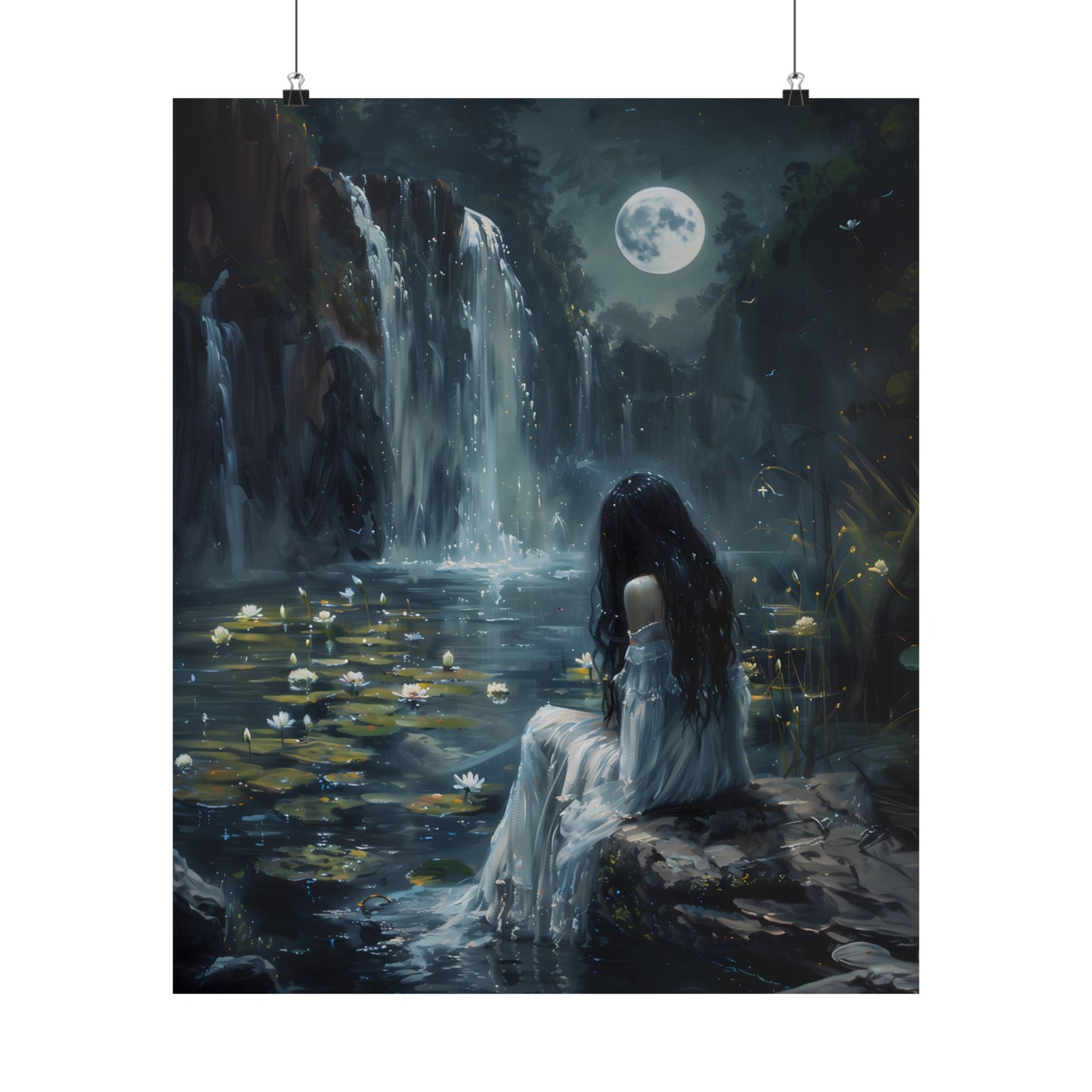 Midnight Waterfall Art Print