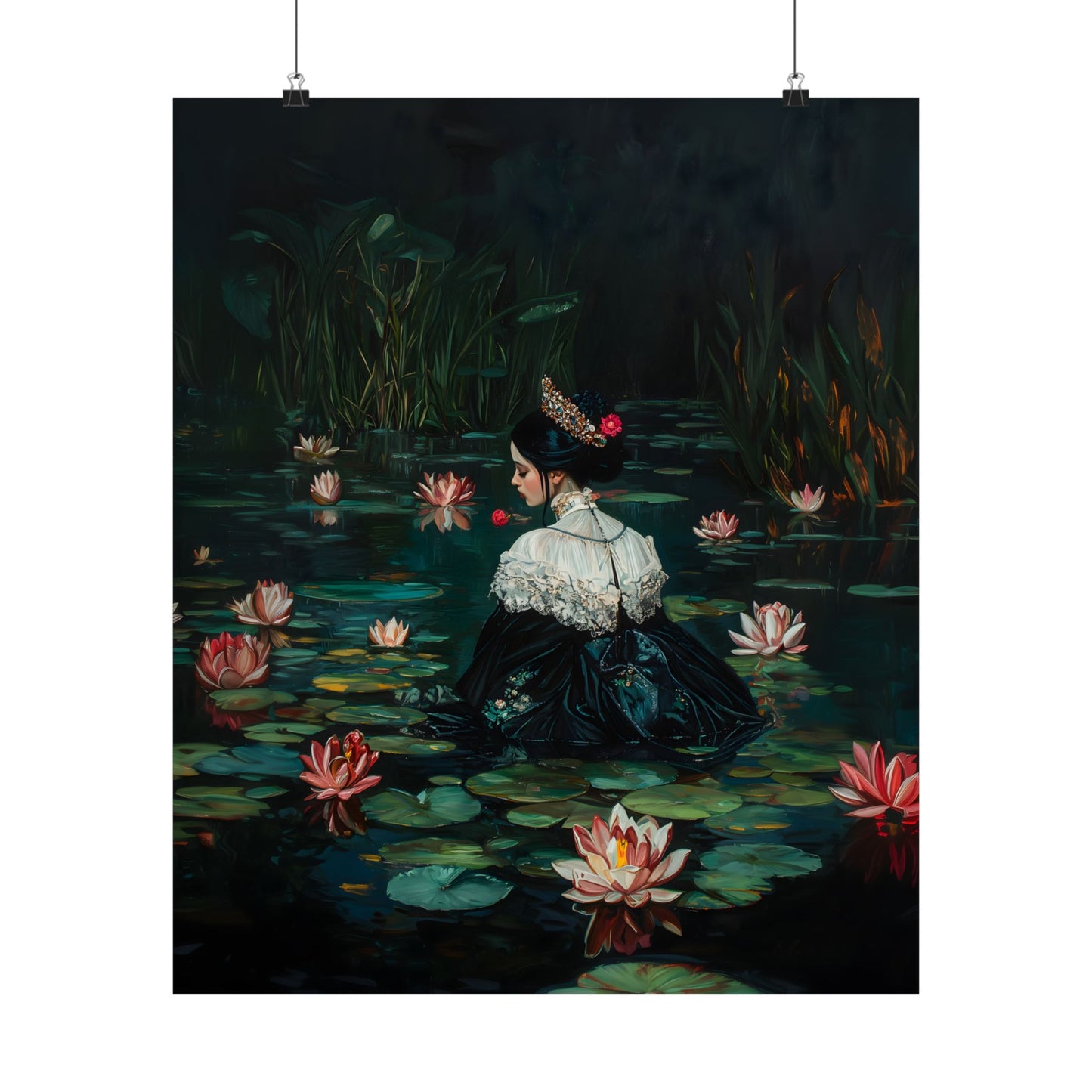 Dark Lotus Lake Art Print