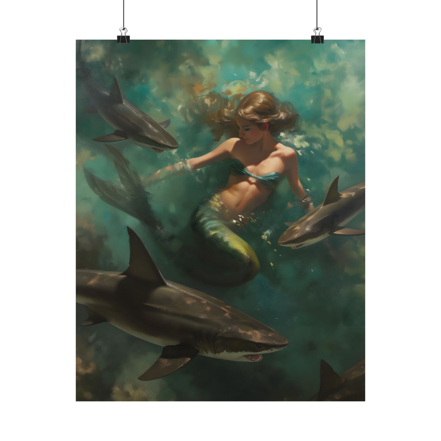 Swimming with Sharks Art Print