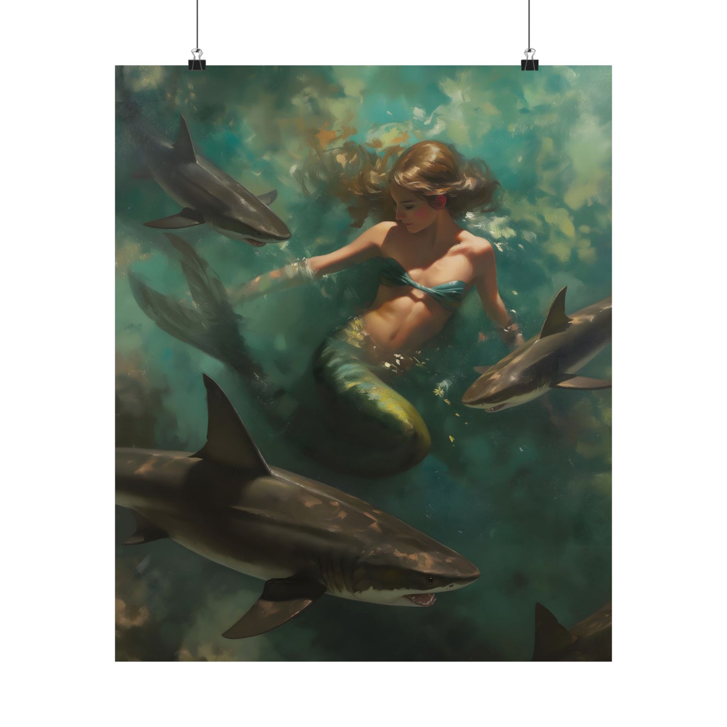 Swimming with Sharks Art Print