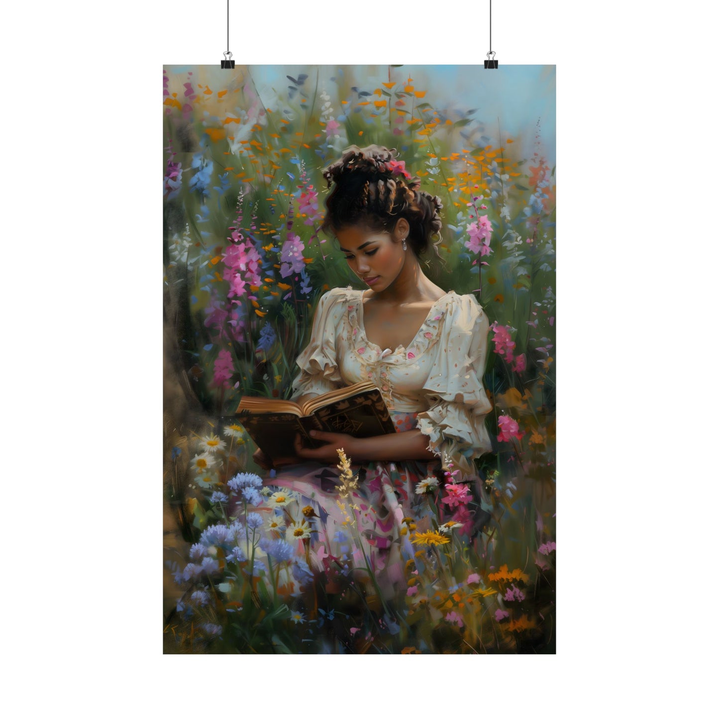 Book and Flowers Art Print