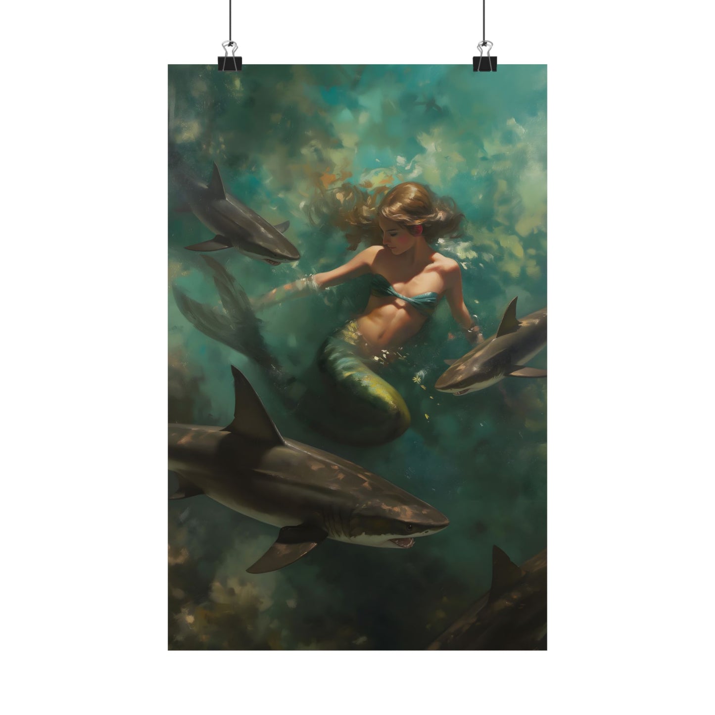 Swimming with Sharks Art Print