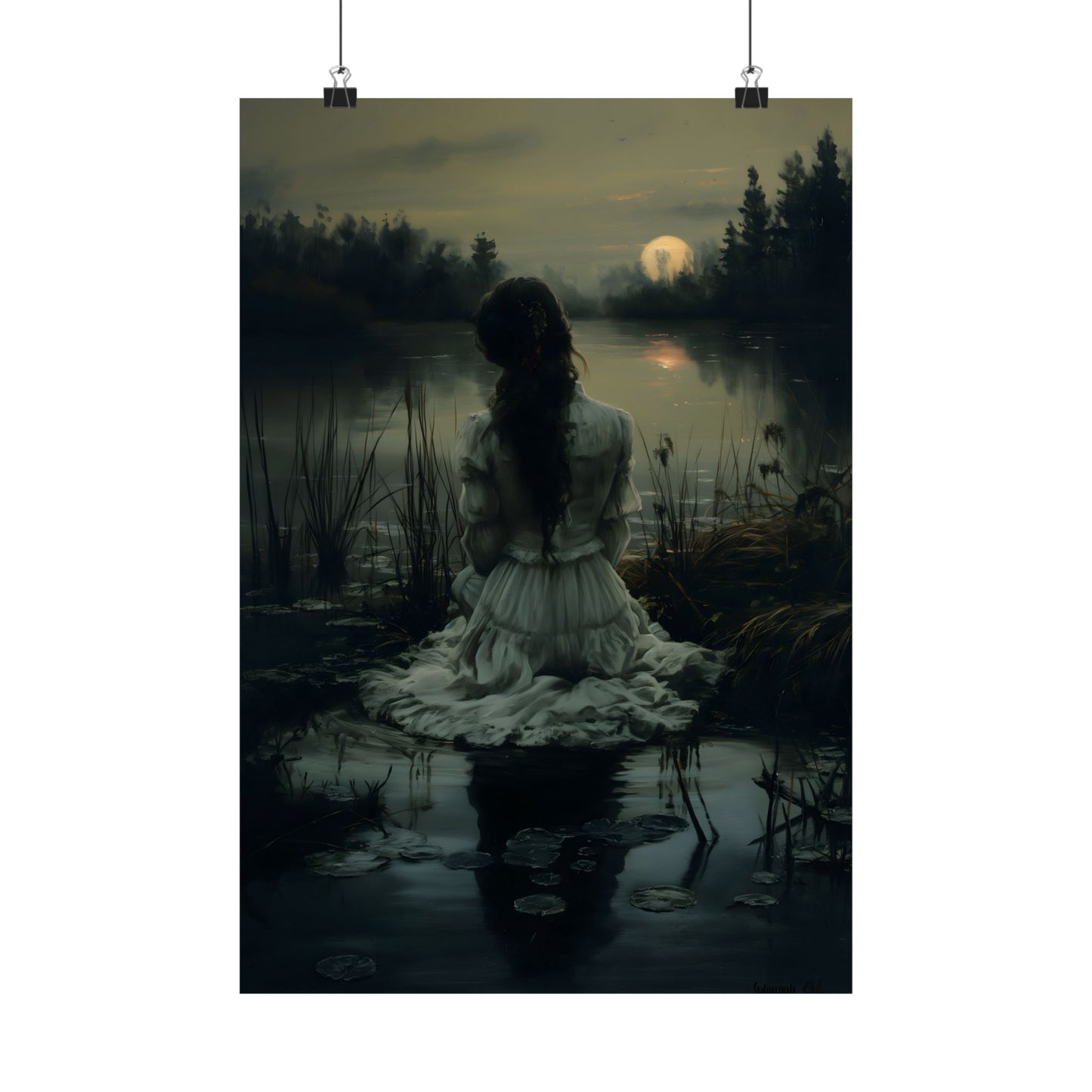 Midnight at Lake Art Print