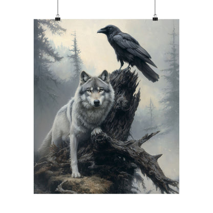 Raven and Wolf Art Print