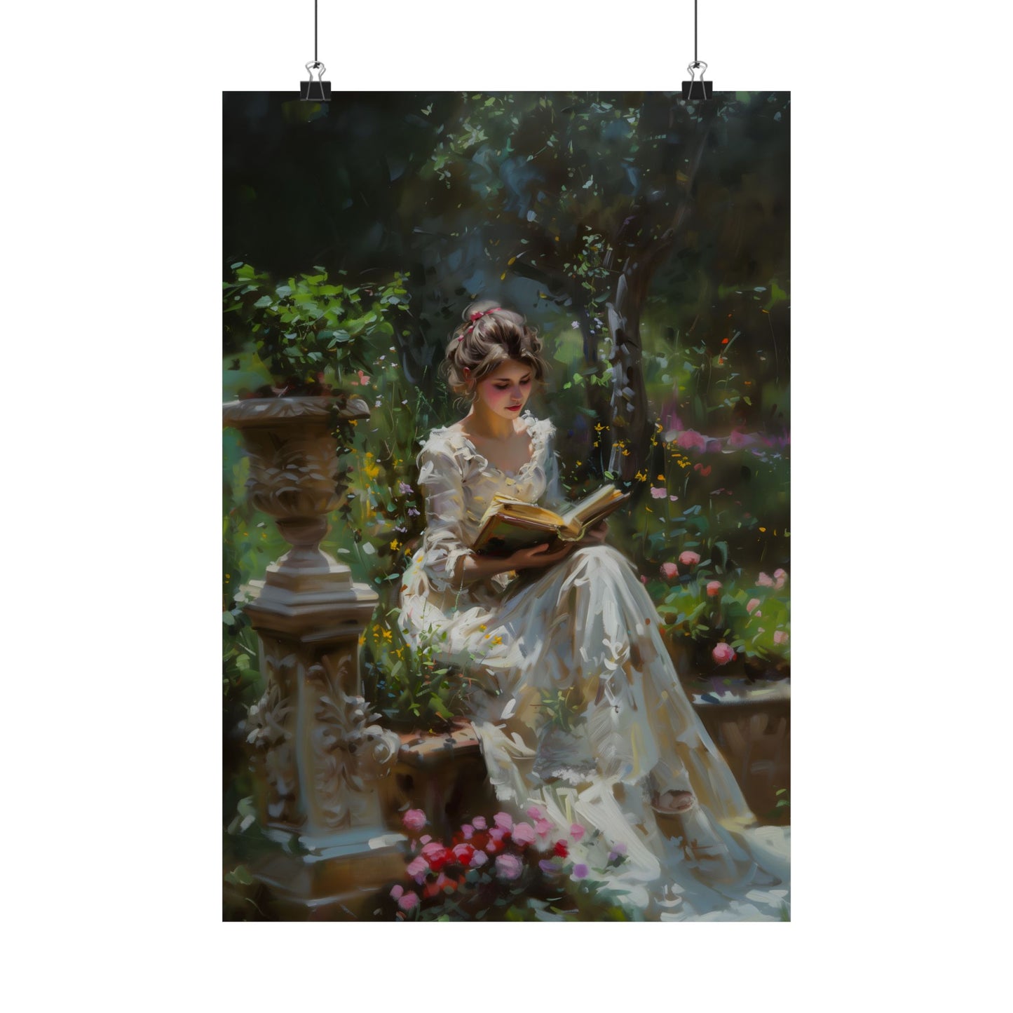 Reading in Garden Art Print