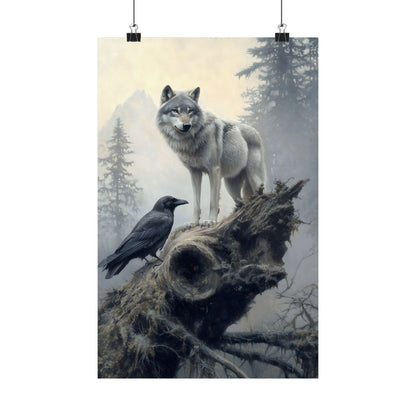 Wolf and Raven Art Print