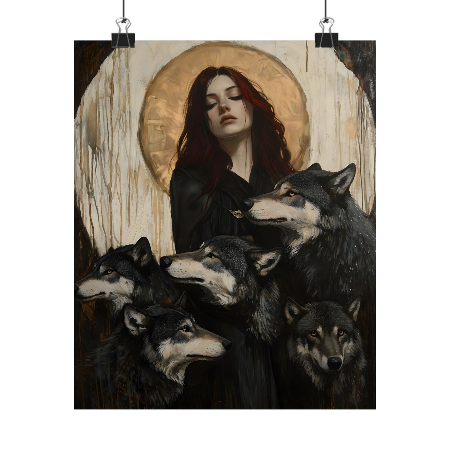 Hecate with Wolves Art Print