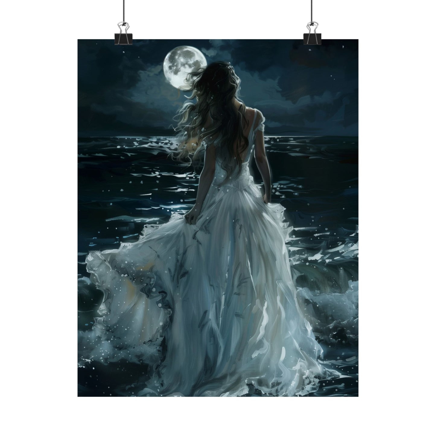 Full Moon White Dress Art Print