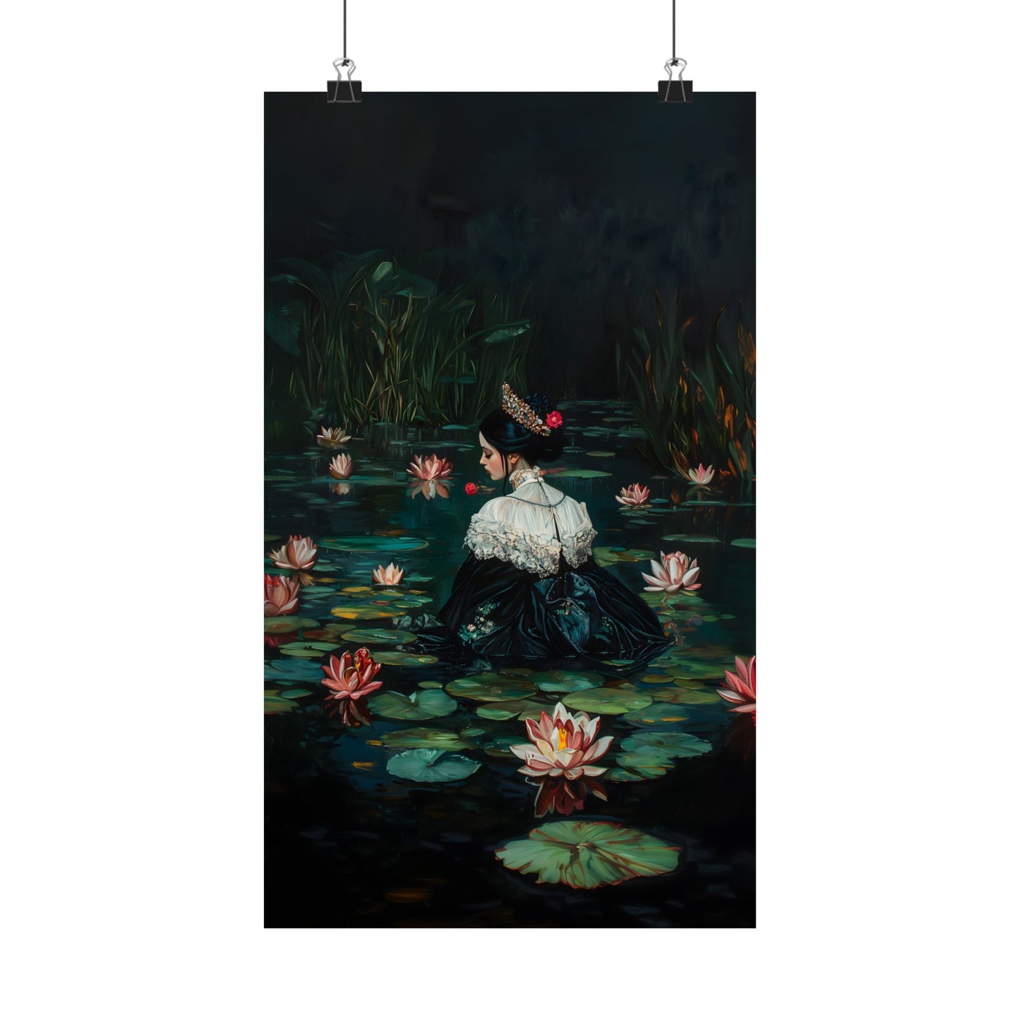 Dark Lotus Lake Art Print