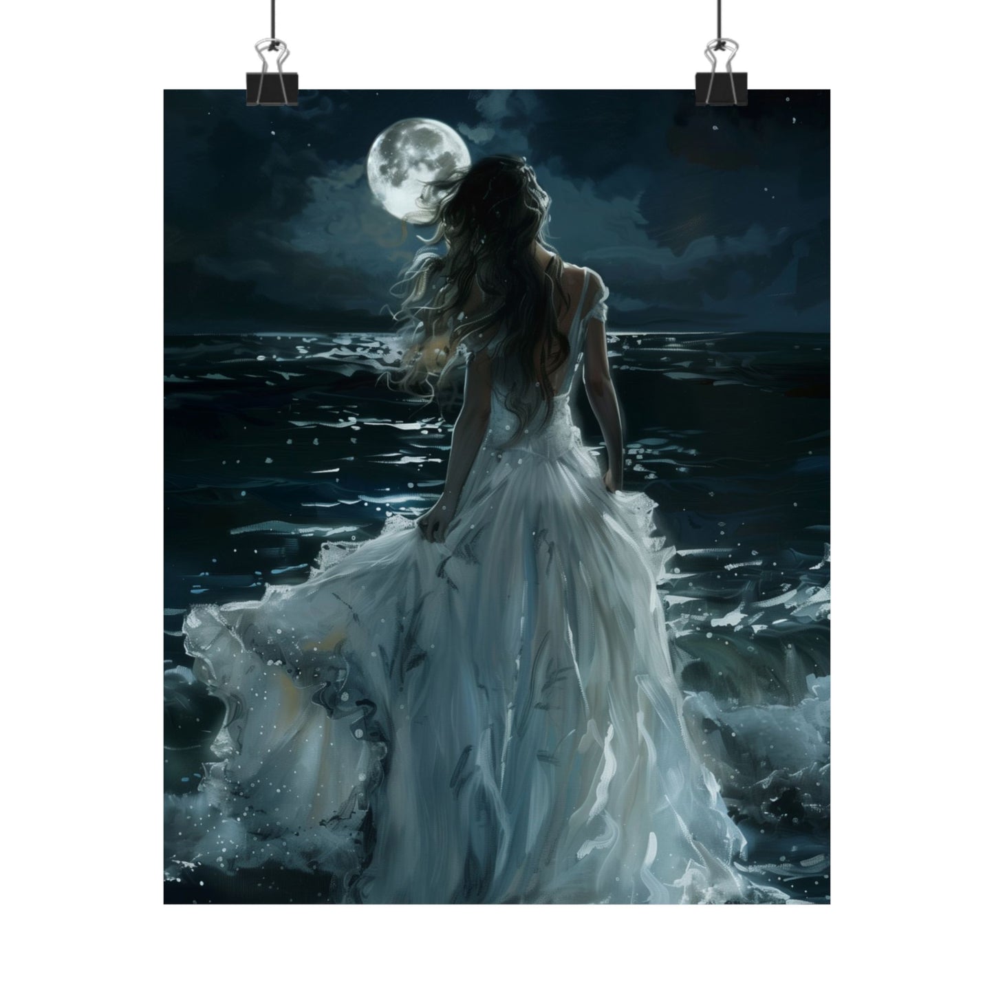 Full Moon White Dress Art Print