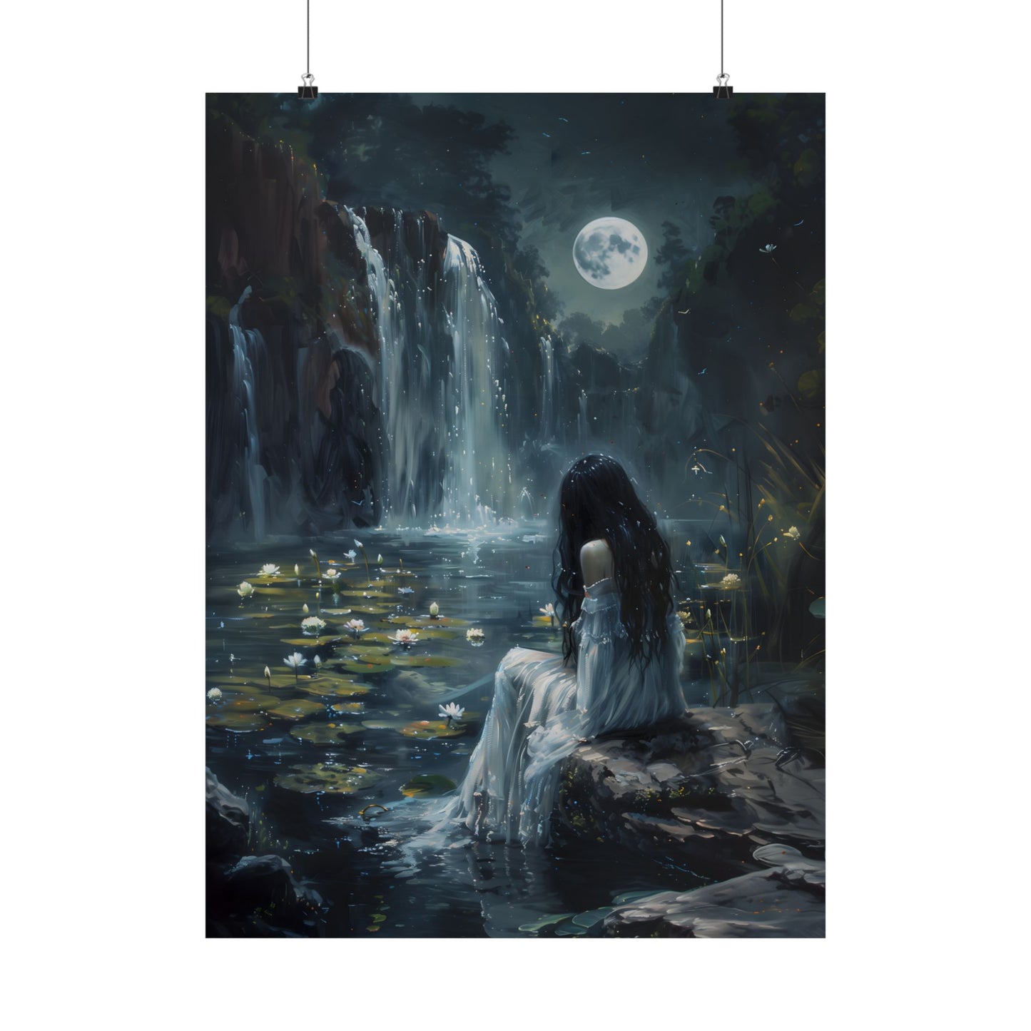 Midnight Waterfall Art Print