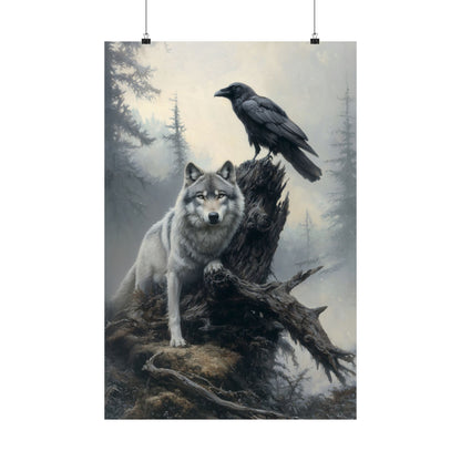 Raven and Wolf Art Print