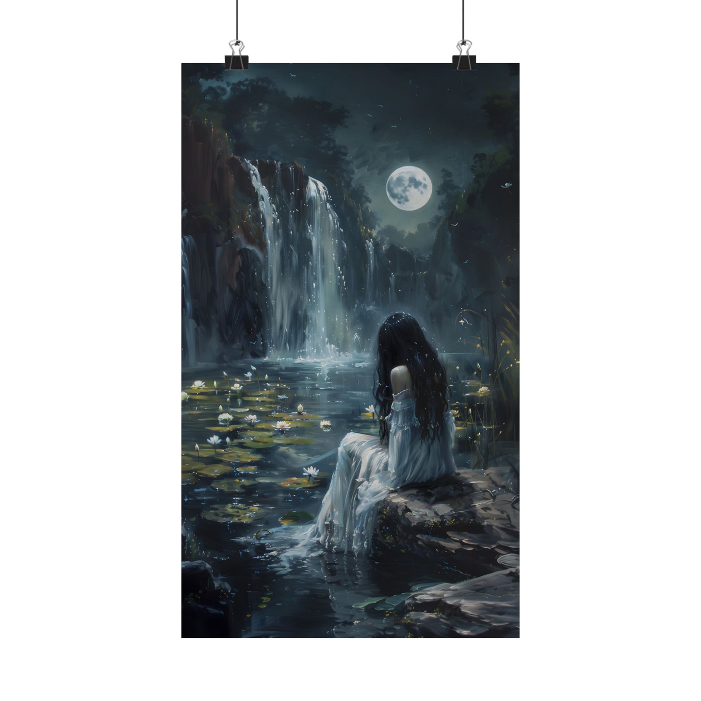 Midnight Waterfall Art Print