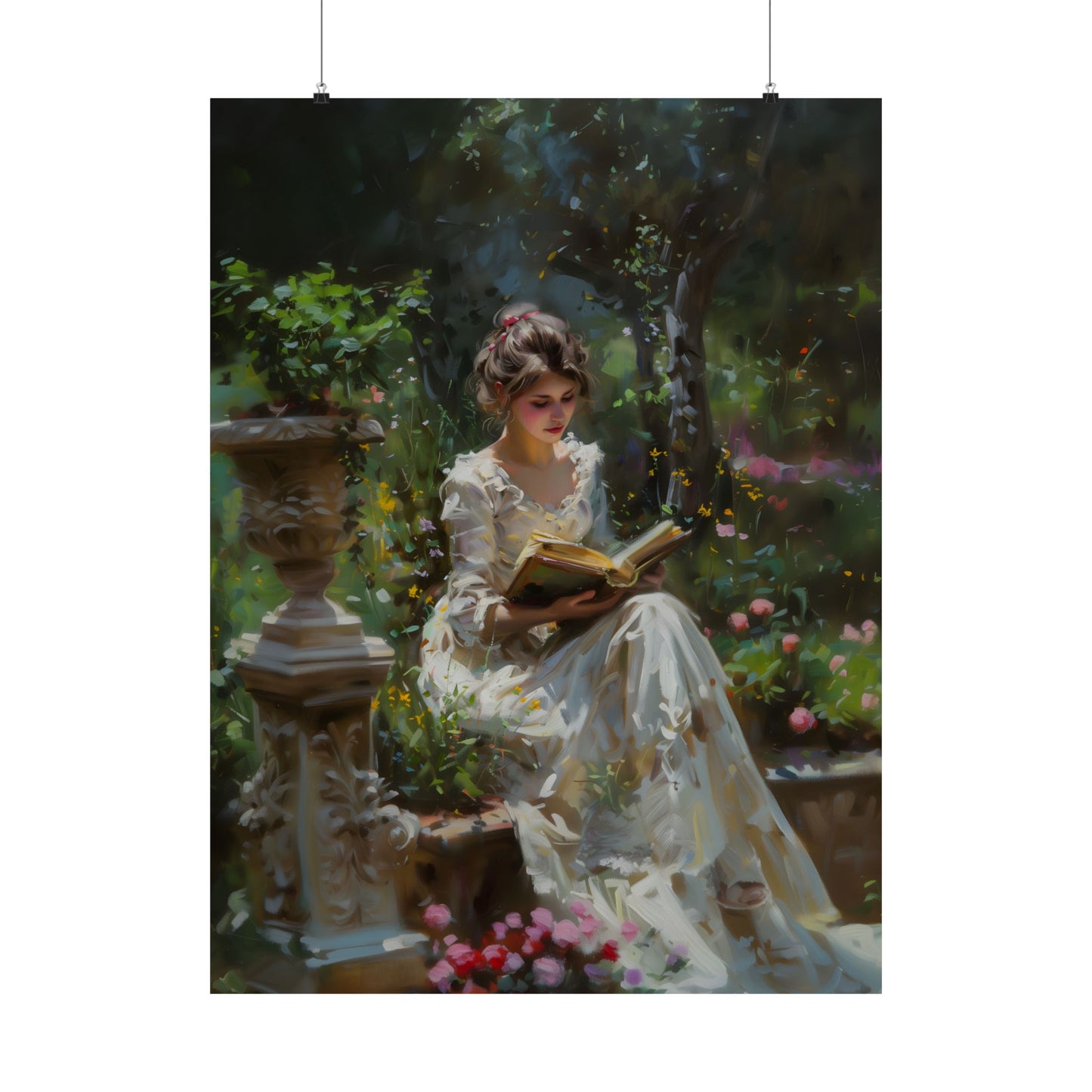 Reading in Garden Art Print