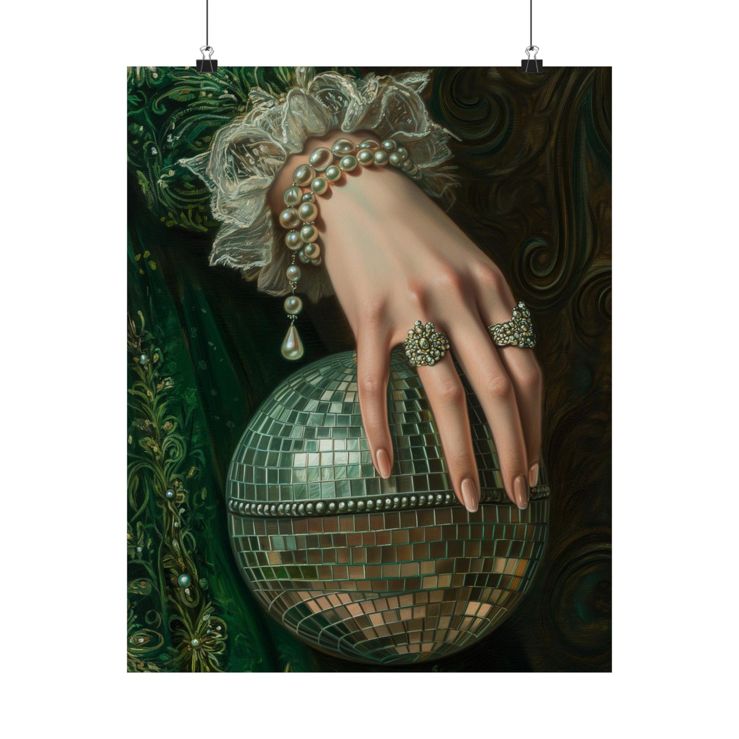 Green Disco Ball Art Print