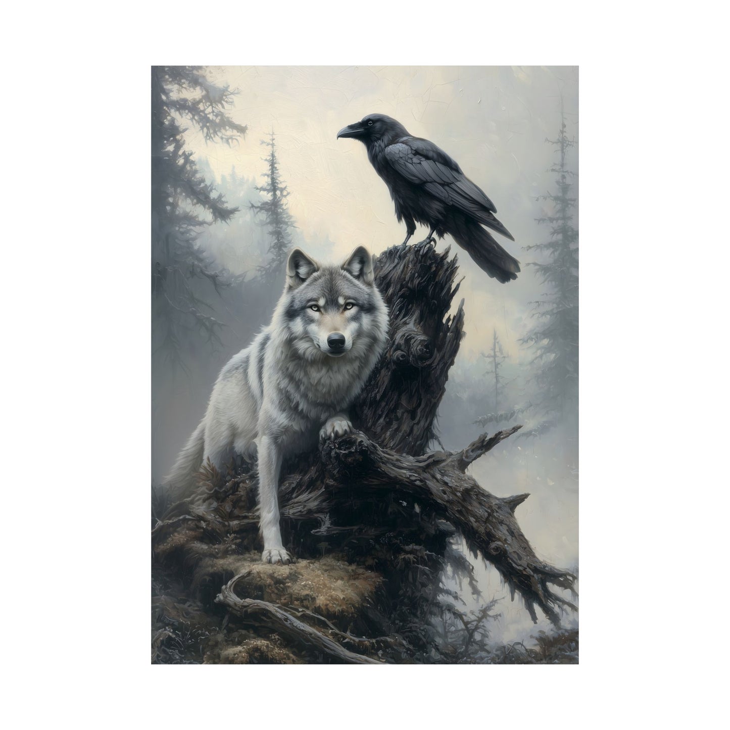 Raven and Wolf Art Print