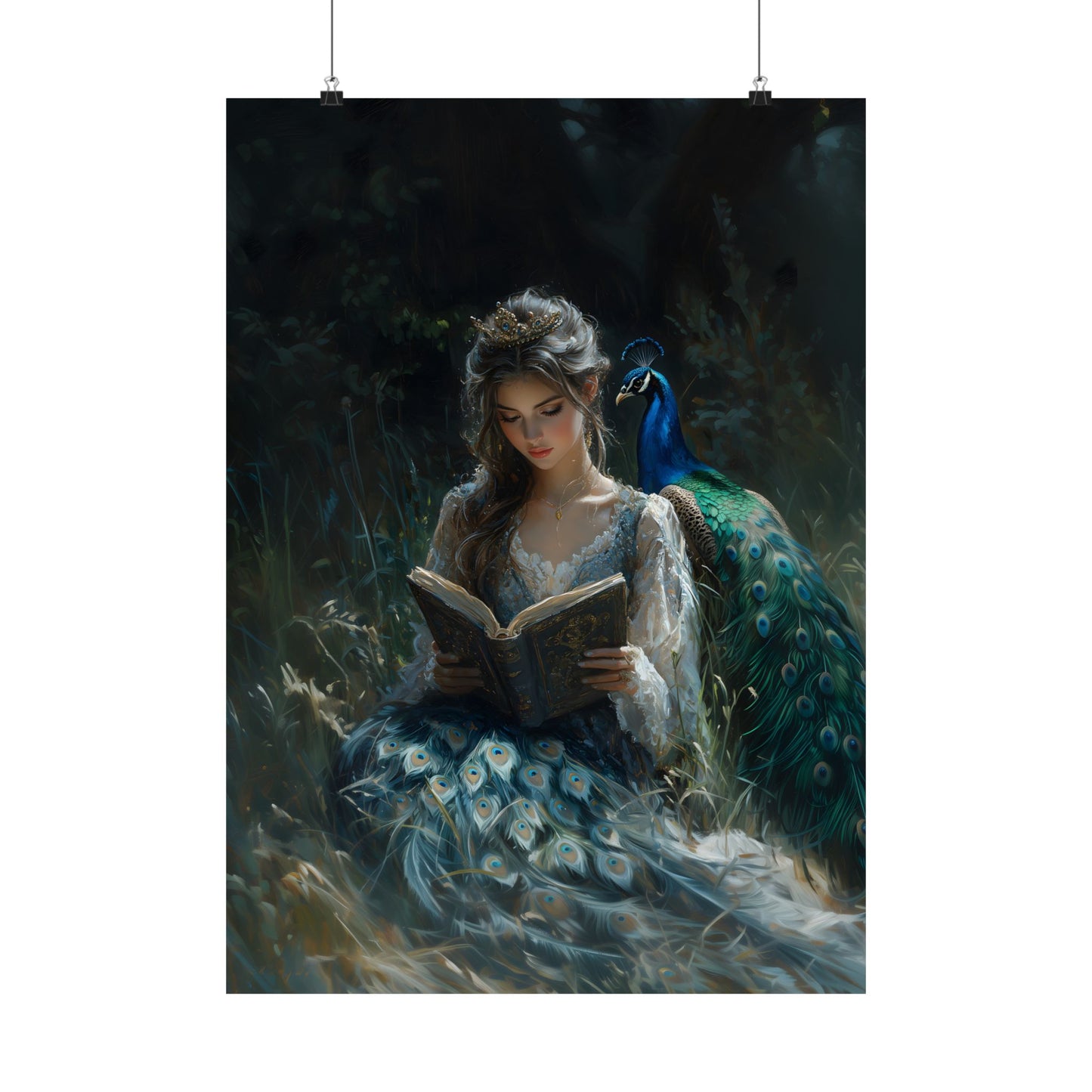 Peacock and a Book Art Print