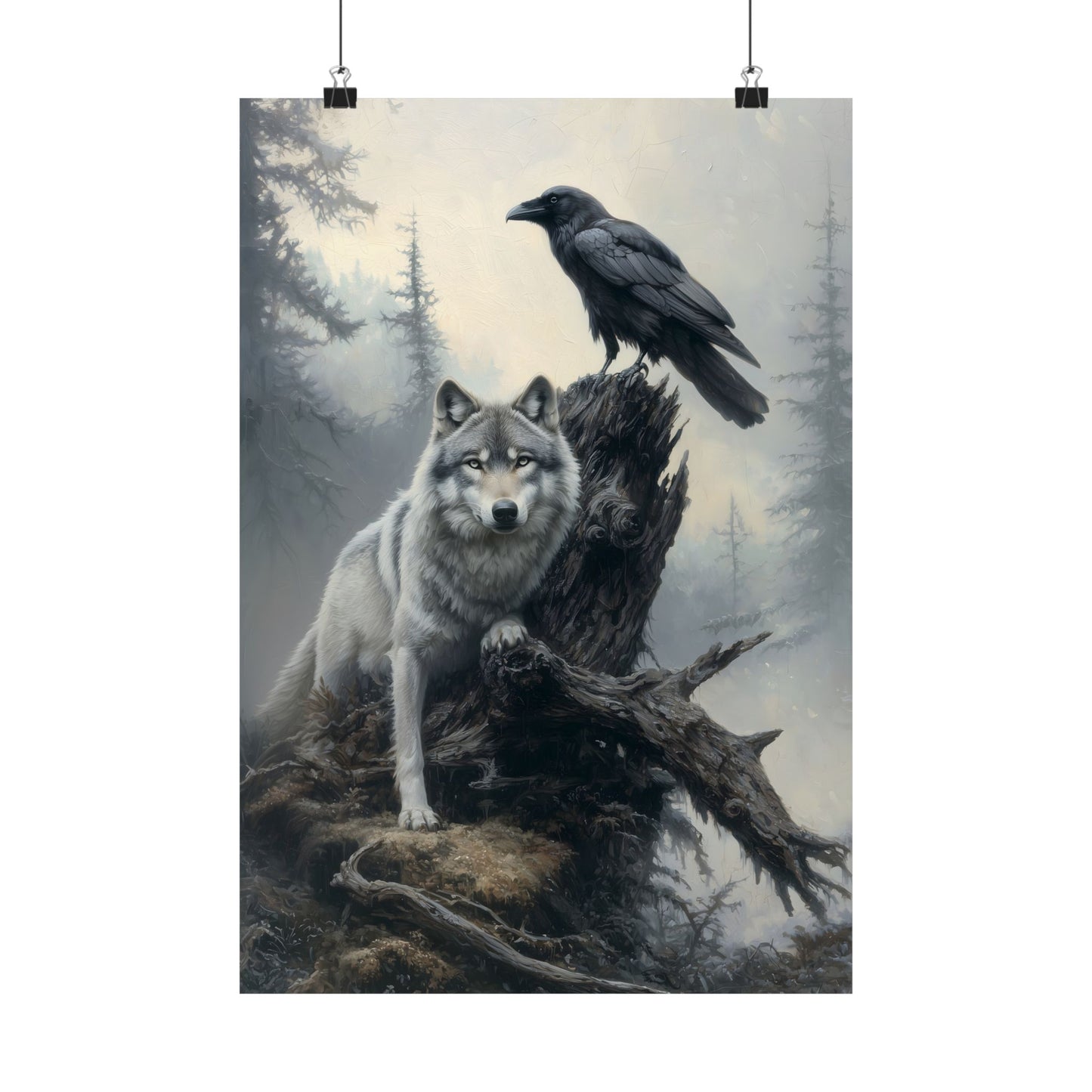 Raven and Wolf Art Print