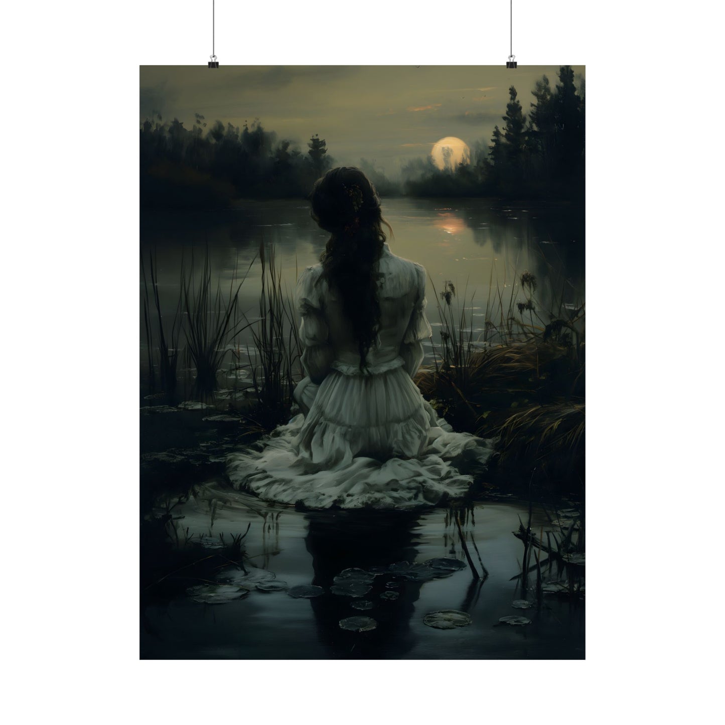 Midnight at Lake Art Print