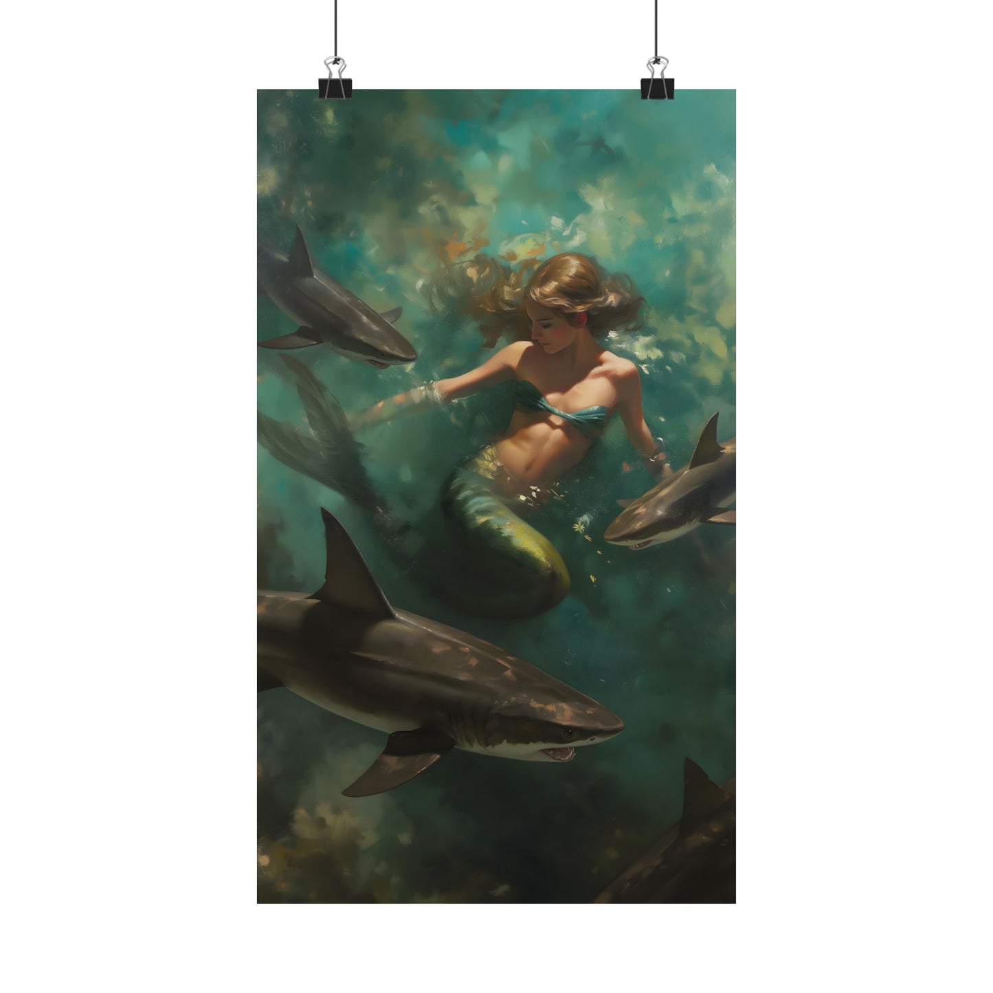 Swimming with Sharks Art Print