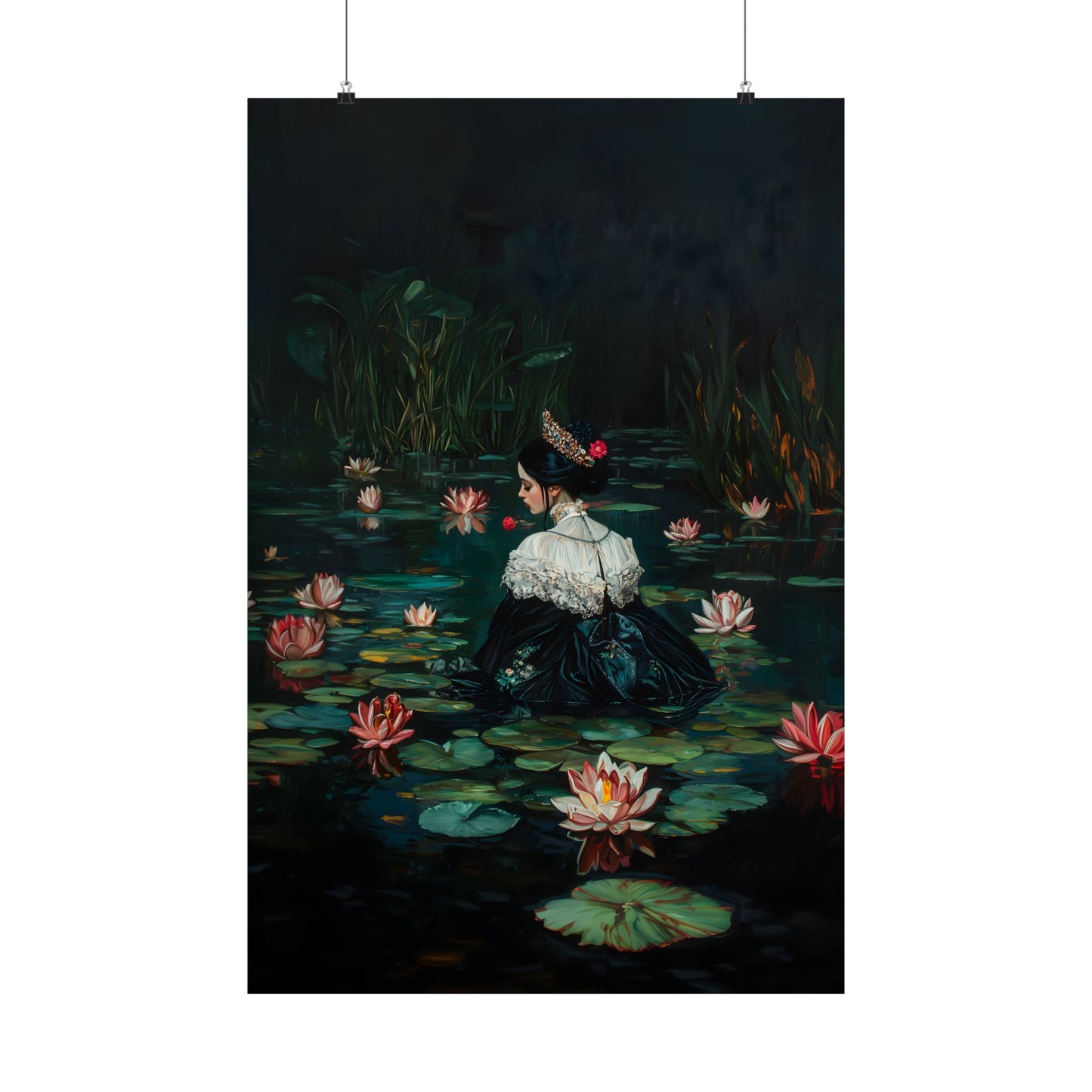 Dark Lotus Lake Art Print