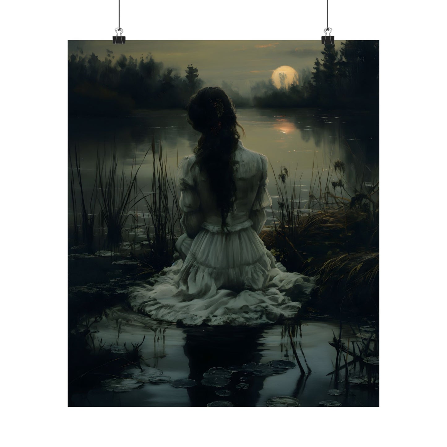 Midnight at Lake Art Print