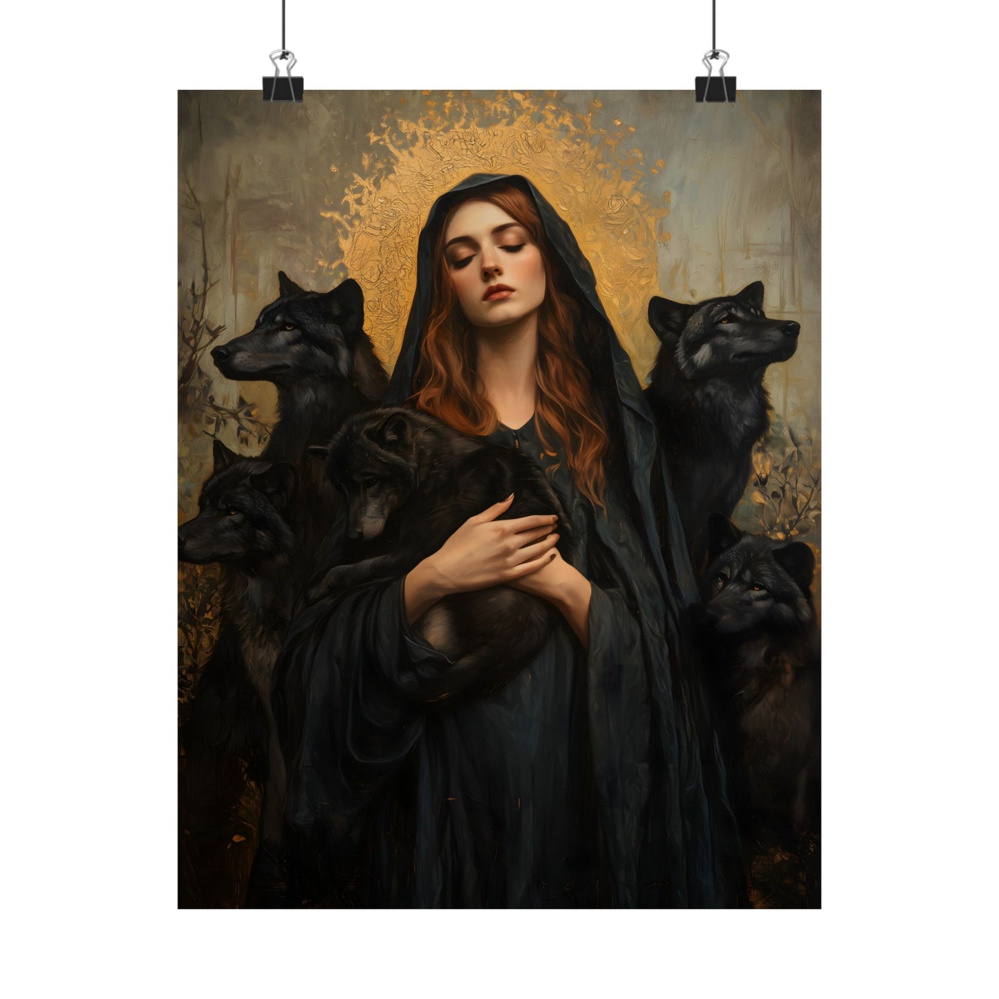 Hecate with Wolves Art Print