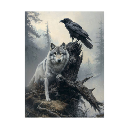 Raven and Wolf Art Print