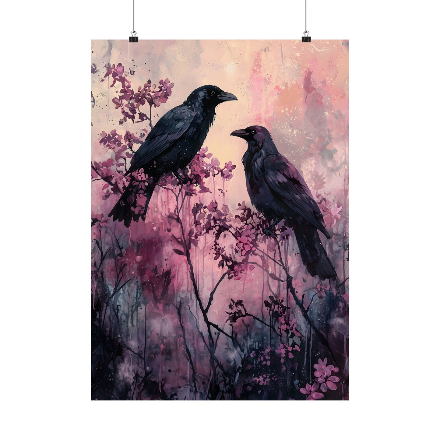 Pink Crows Art Print